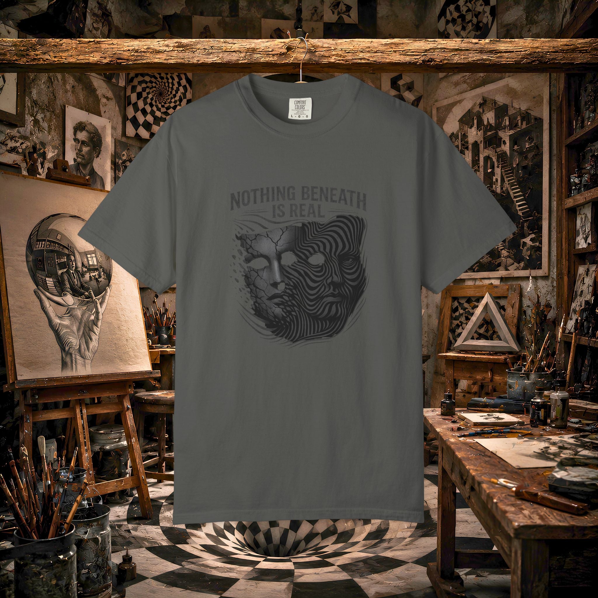 “Nothing Beneath Is Real” Surreal Graphic T-Shirt