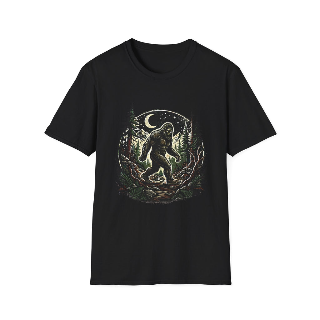 Bigfoot Forest Moon T-Shirt | Sasquatch Night Hiking Design