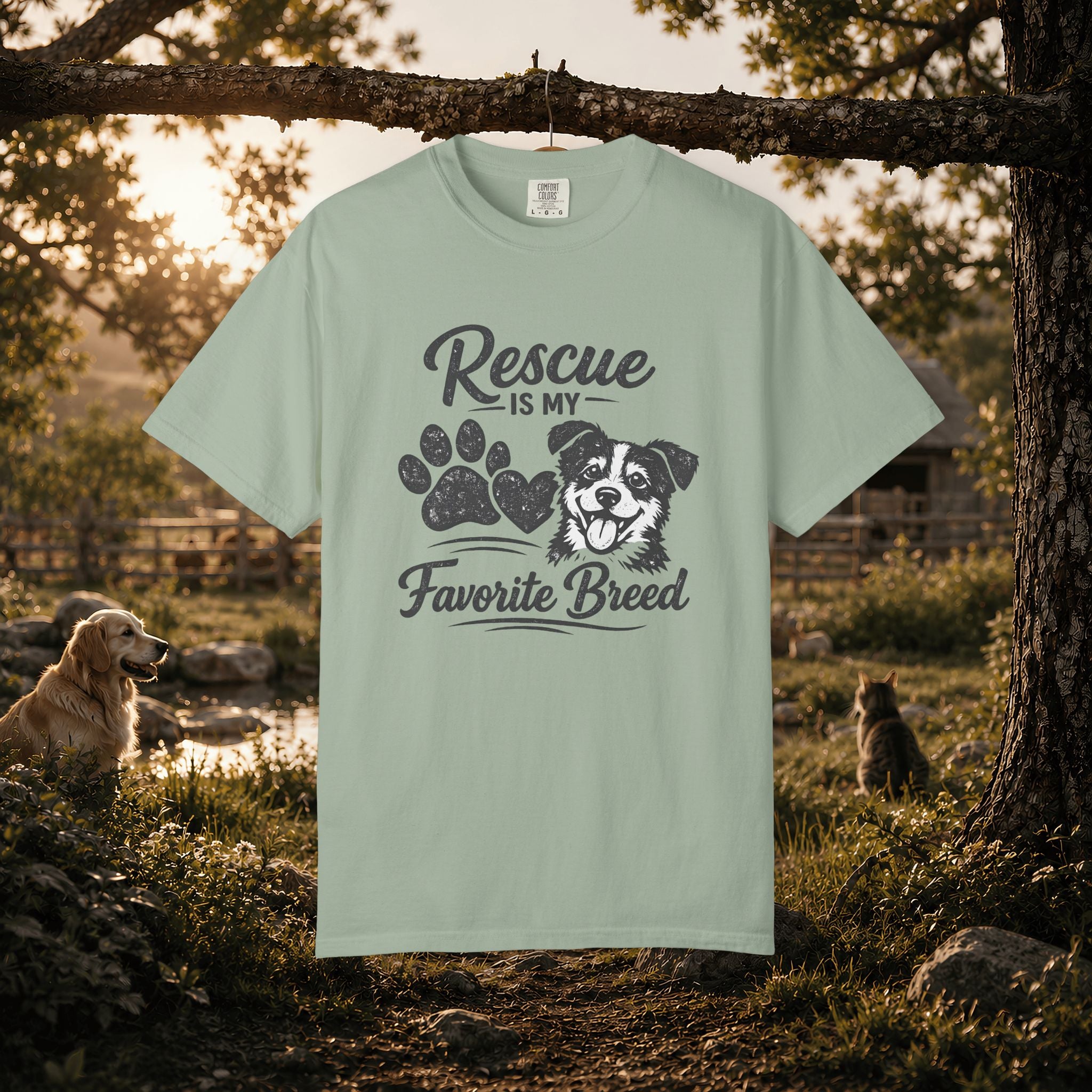 Rescue Is My Favorite Breed T-Shirt — Dog Rescue Paw Print Tee