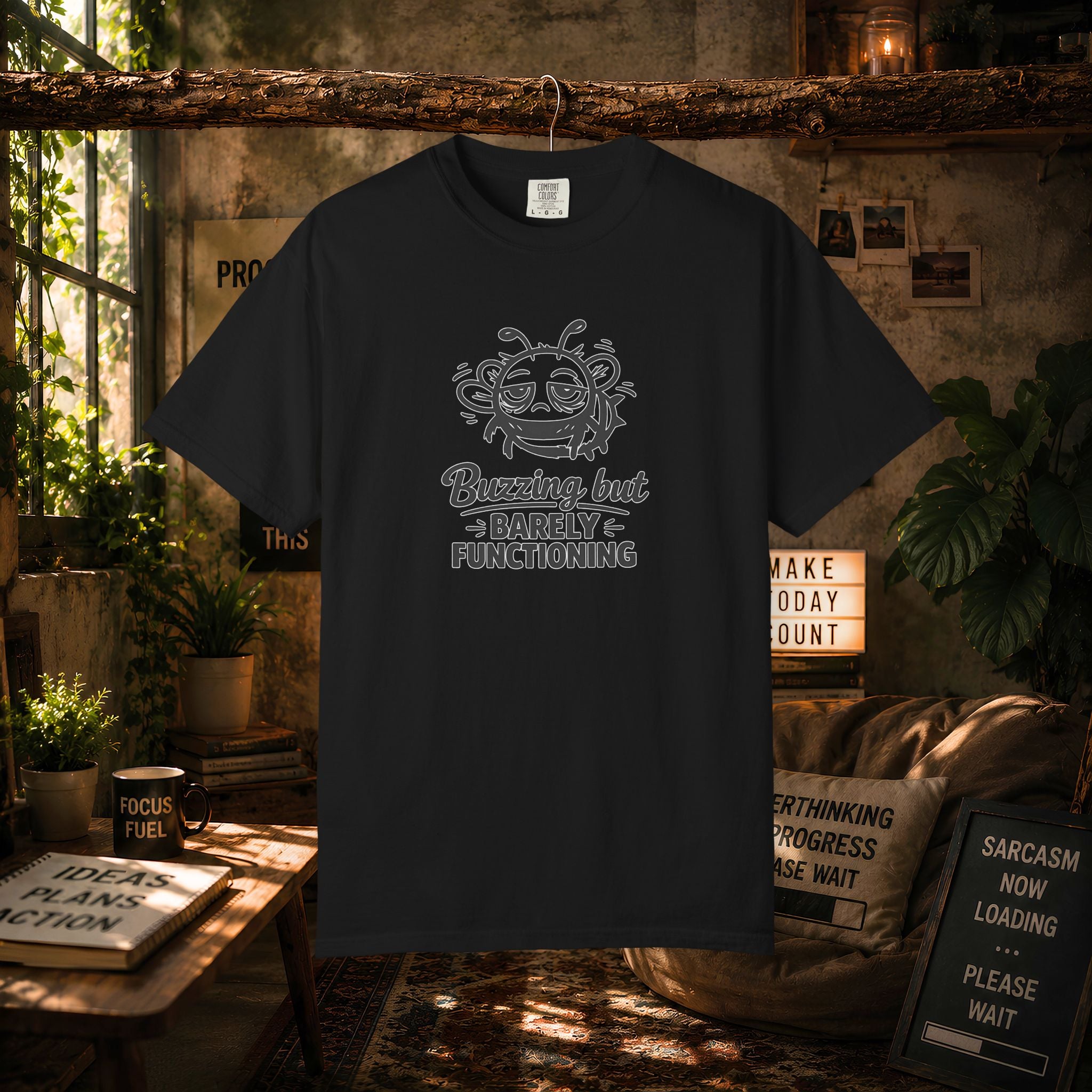 Buzzing But Barely Functioning T-Shirt — Funny Bee Graphic Tee