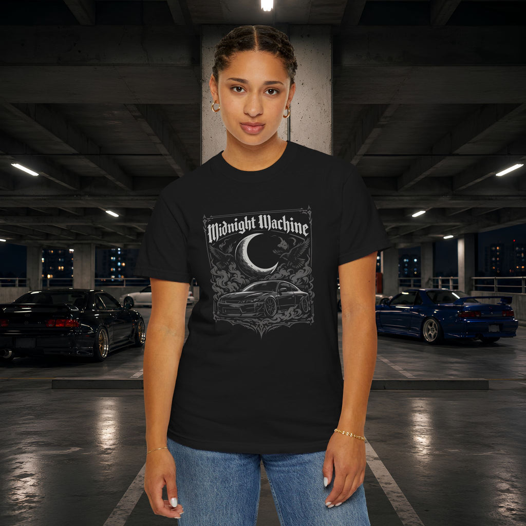 Midnight Machine Graphic T-Shirt — Retro Car Moon Tee for Night Drivers