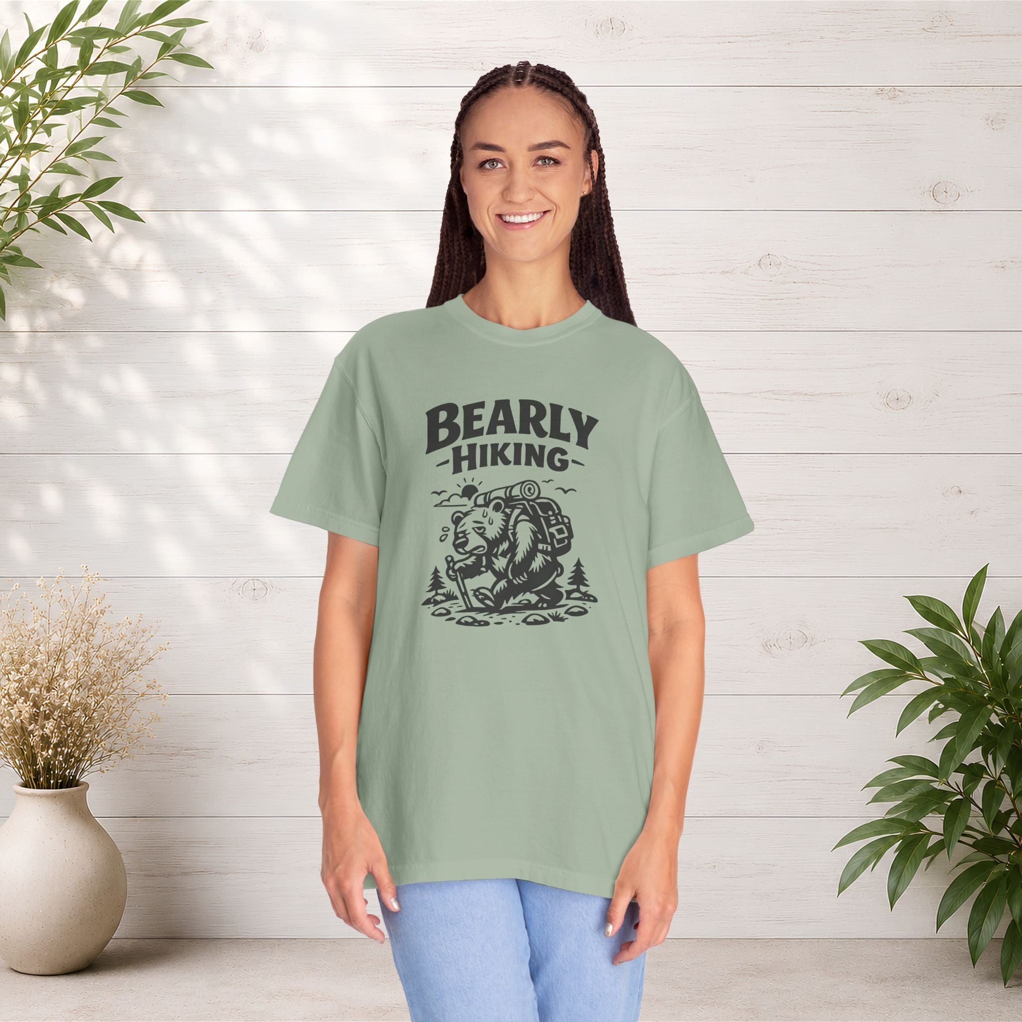 Bearly Hiking T-Shirt — Funny Bear Backpacking Graphic Tee for Hikers & Outdoor Lovers