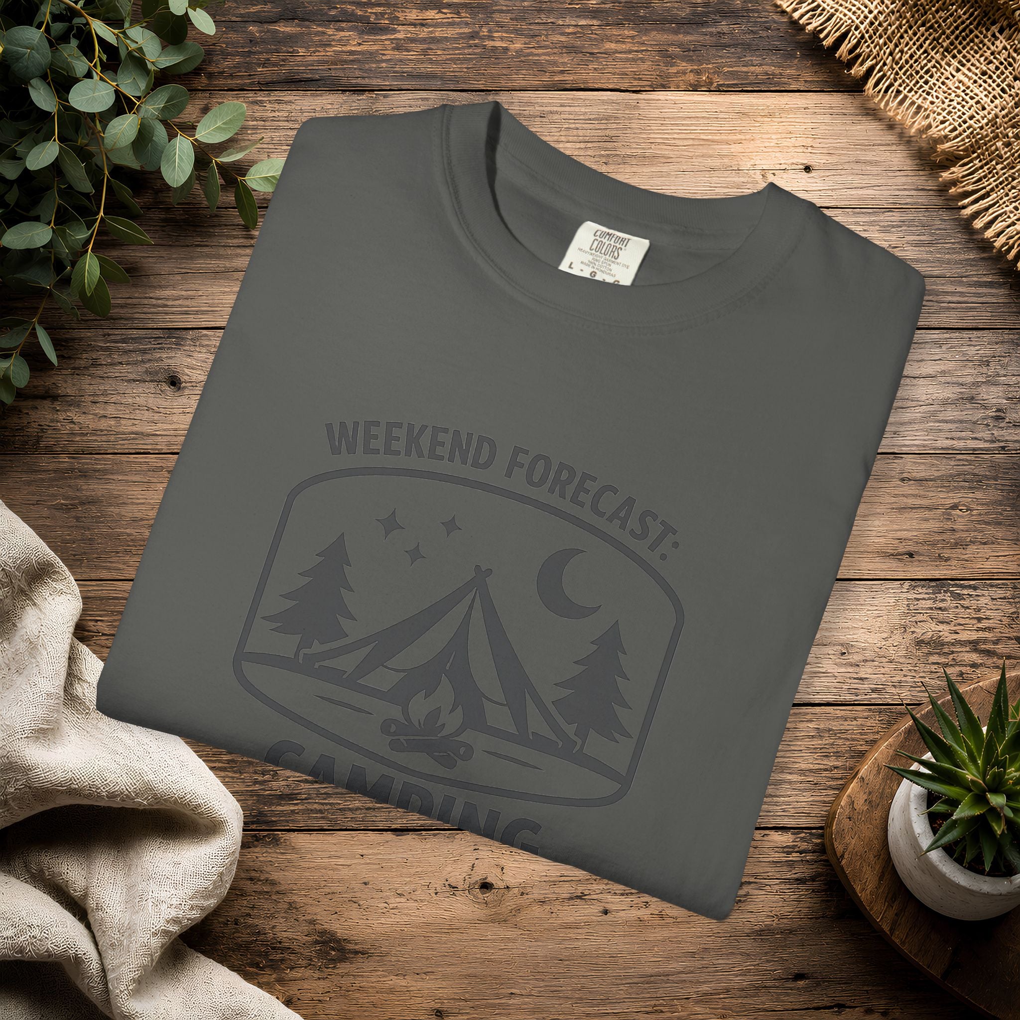 Camping T-Shirt — "Weekend Forecast: Camping" Outdoor Adventure Tee