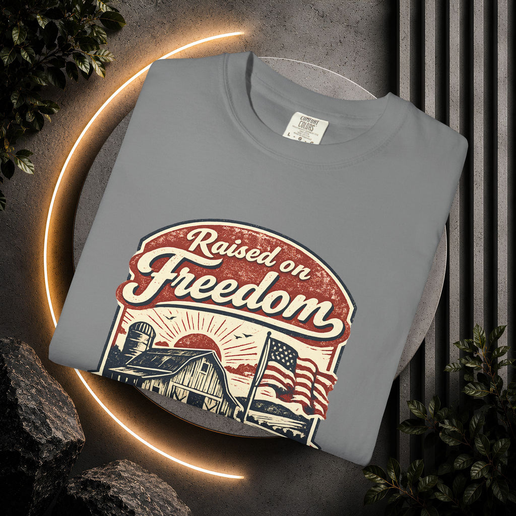 Raised on Freedom T-Shirt — Vintage American Flag Graphic Tee