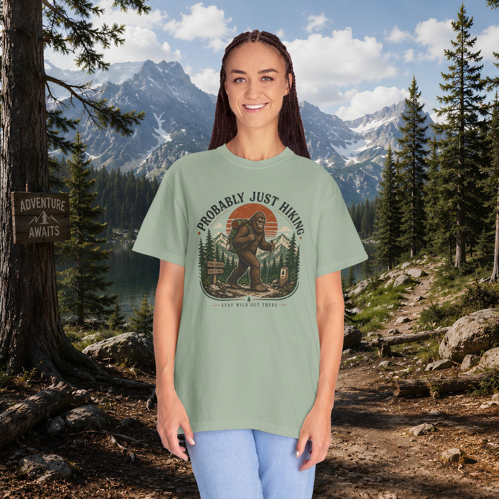 Probably Just Hiking T-Shirt — Bigfoot Forest Adventure Tee