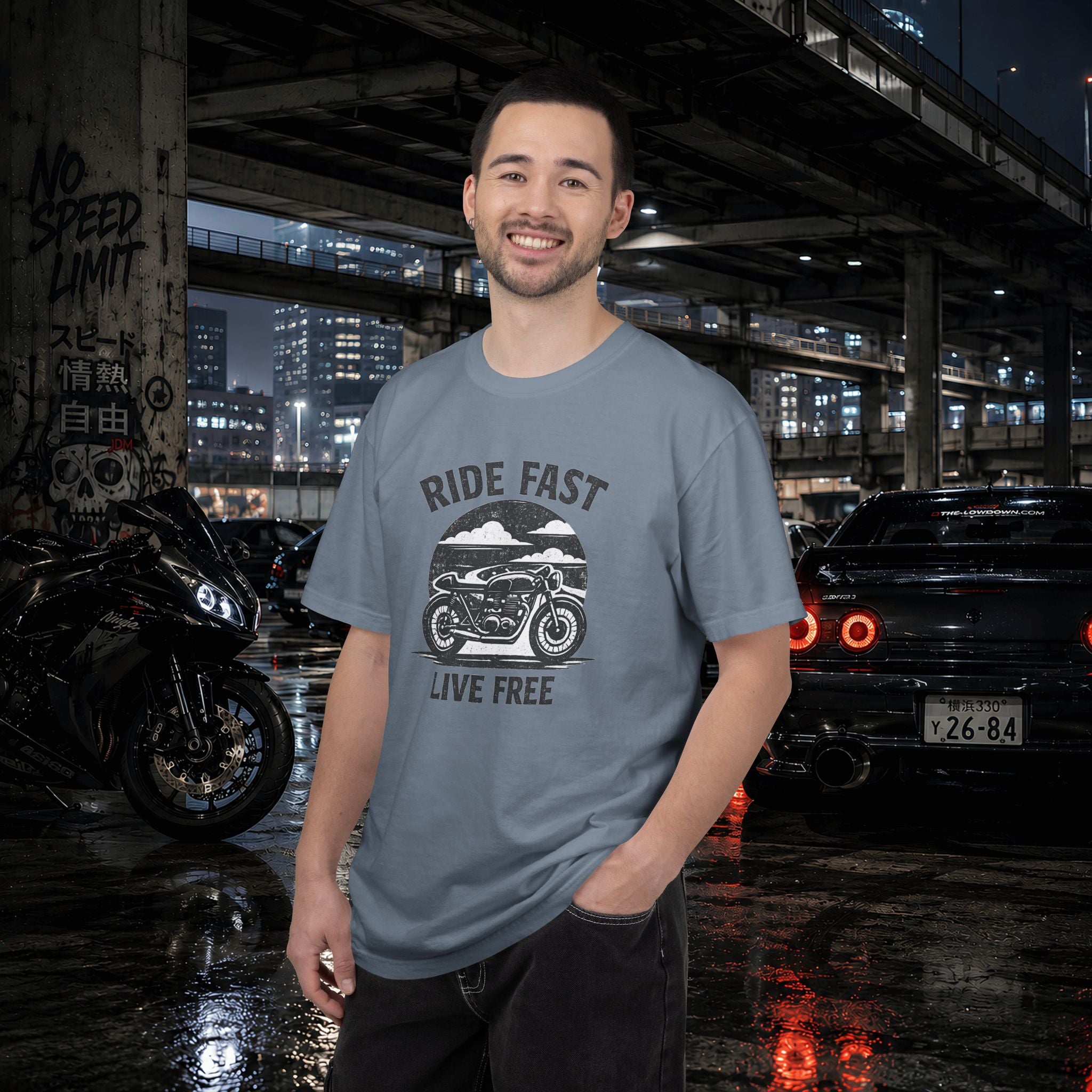 Ride Fast Live Free Motorcycle T-Shirt — Vintage Biker Tee for Riders