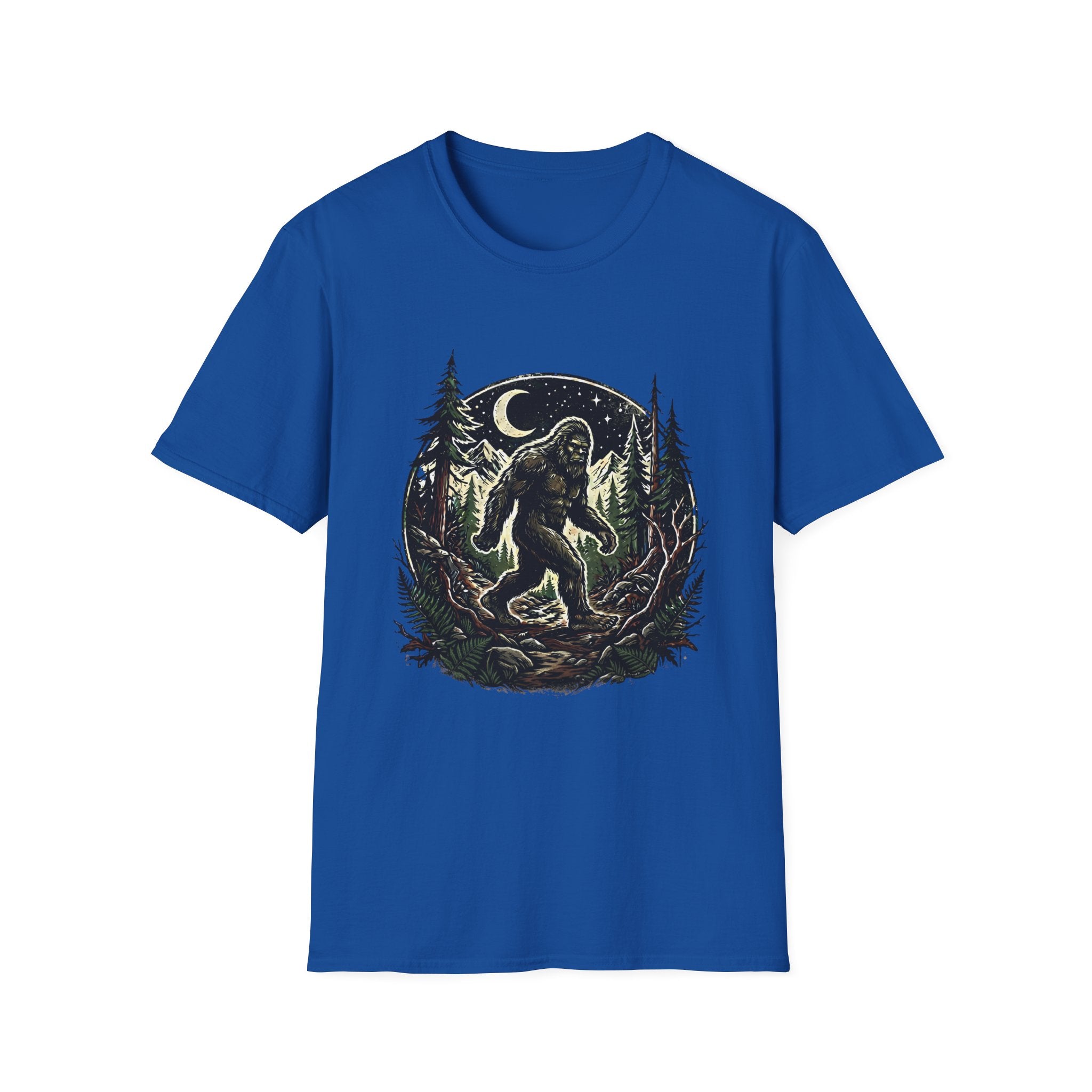 Bigfoot Forest Moon T-Shirt | Sasquatch Night Hiking Design