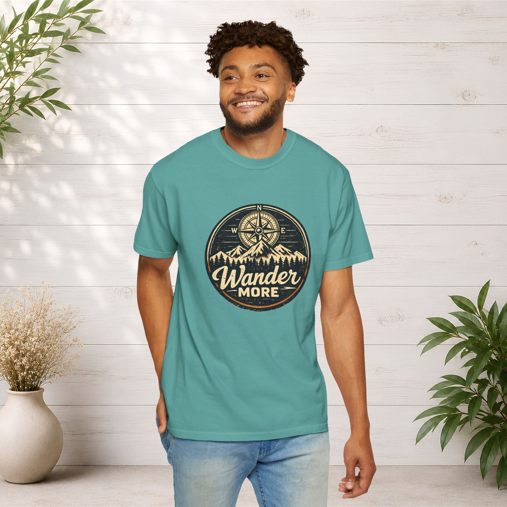 Wander More T-Shirt — Adventure Compass Graphic Tee