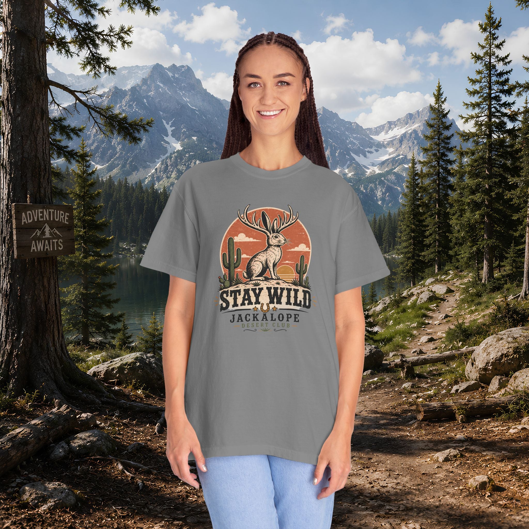 Stay Wild Jackalope T-Shirt — Vintage Desert Adventure Tee