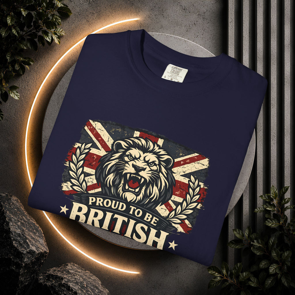 British Lion T-Shirt — "Proud to Be British" Union Jack Graphic Tee