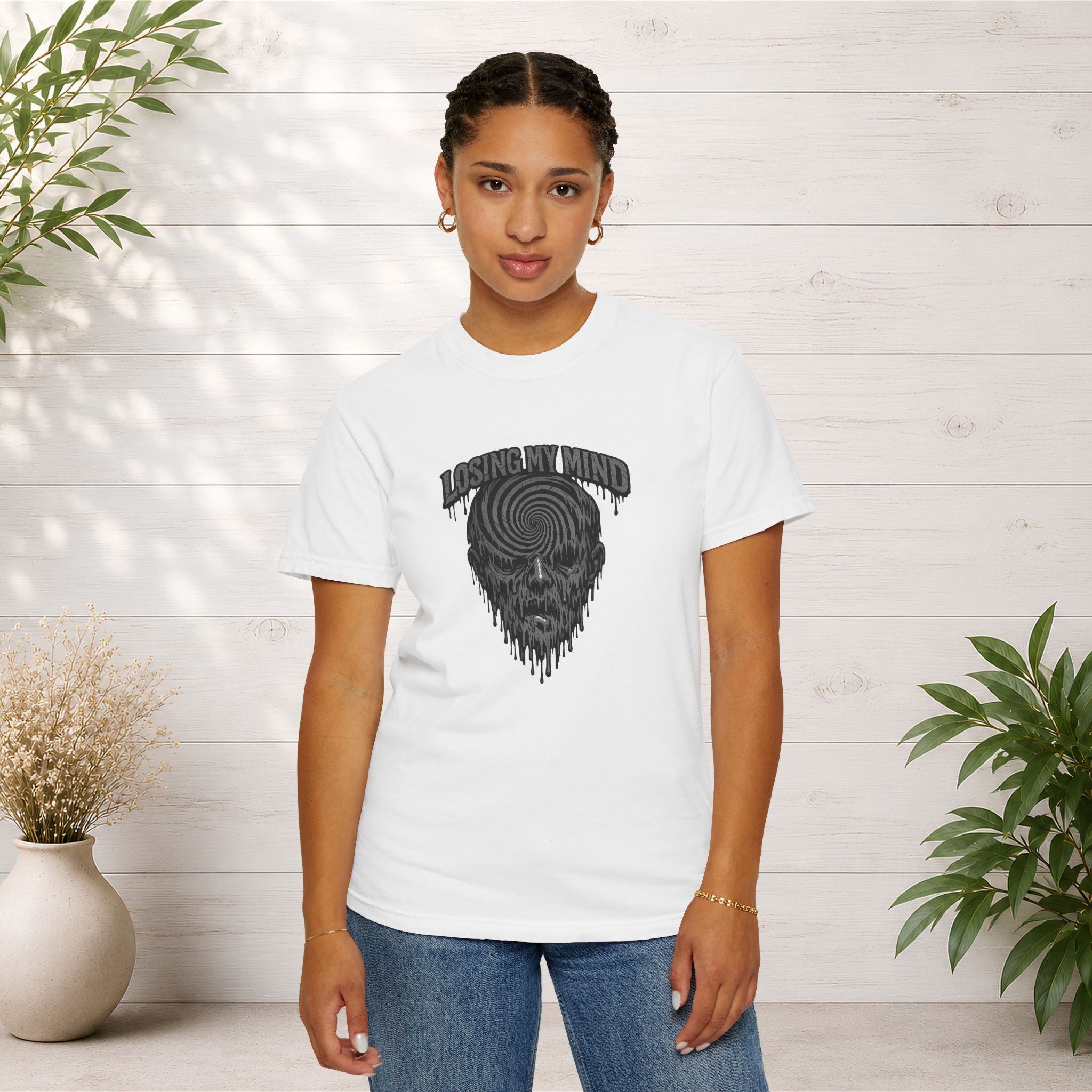 Losing My Mind Skull Tee — Psychedelic Spiral Graphic T-Shirt