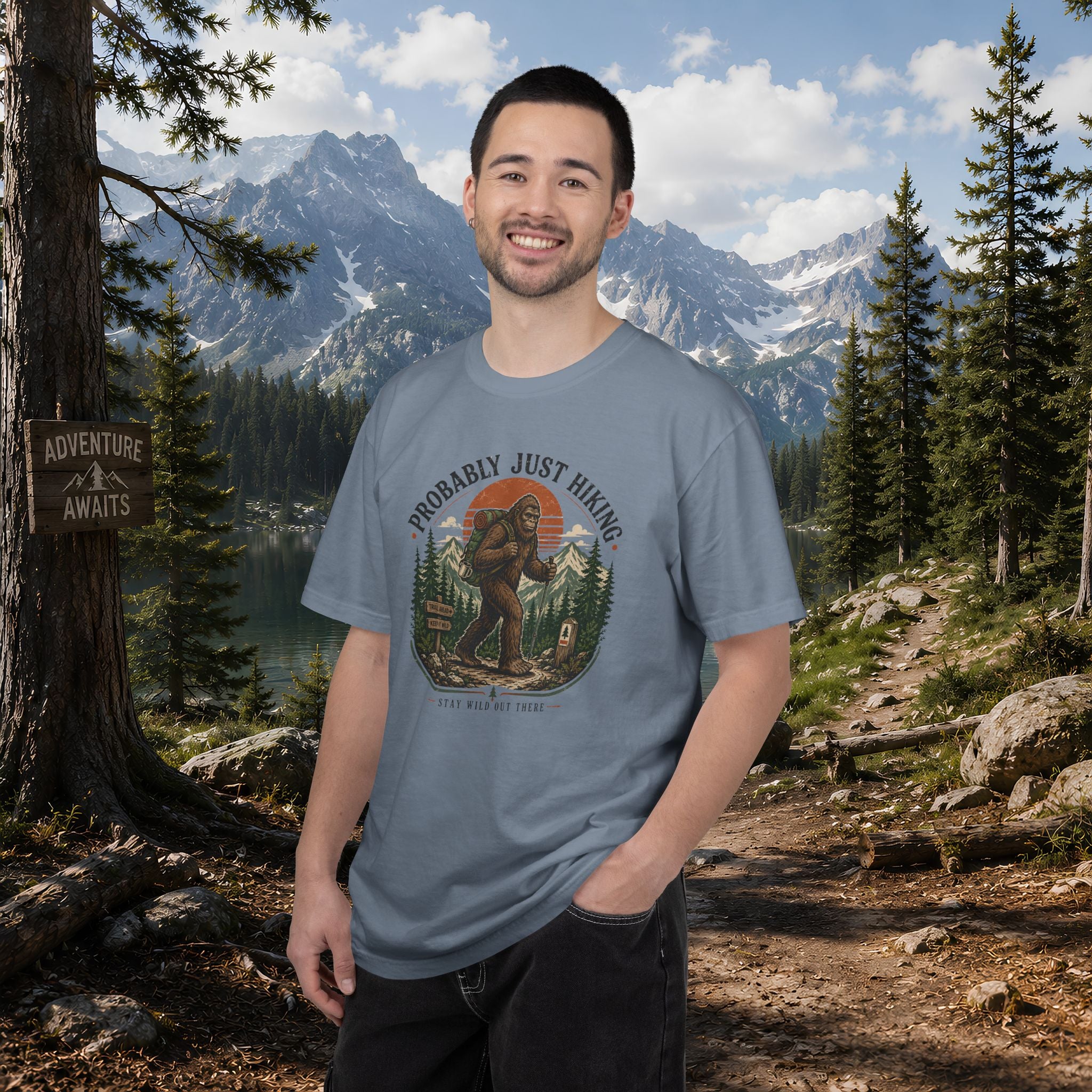 Probably Just Hiking T-Shirt — Bigfoot Forest Adventure Tee