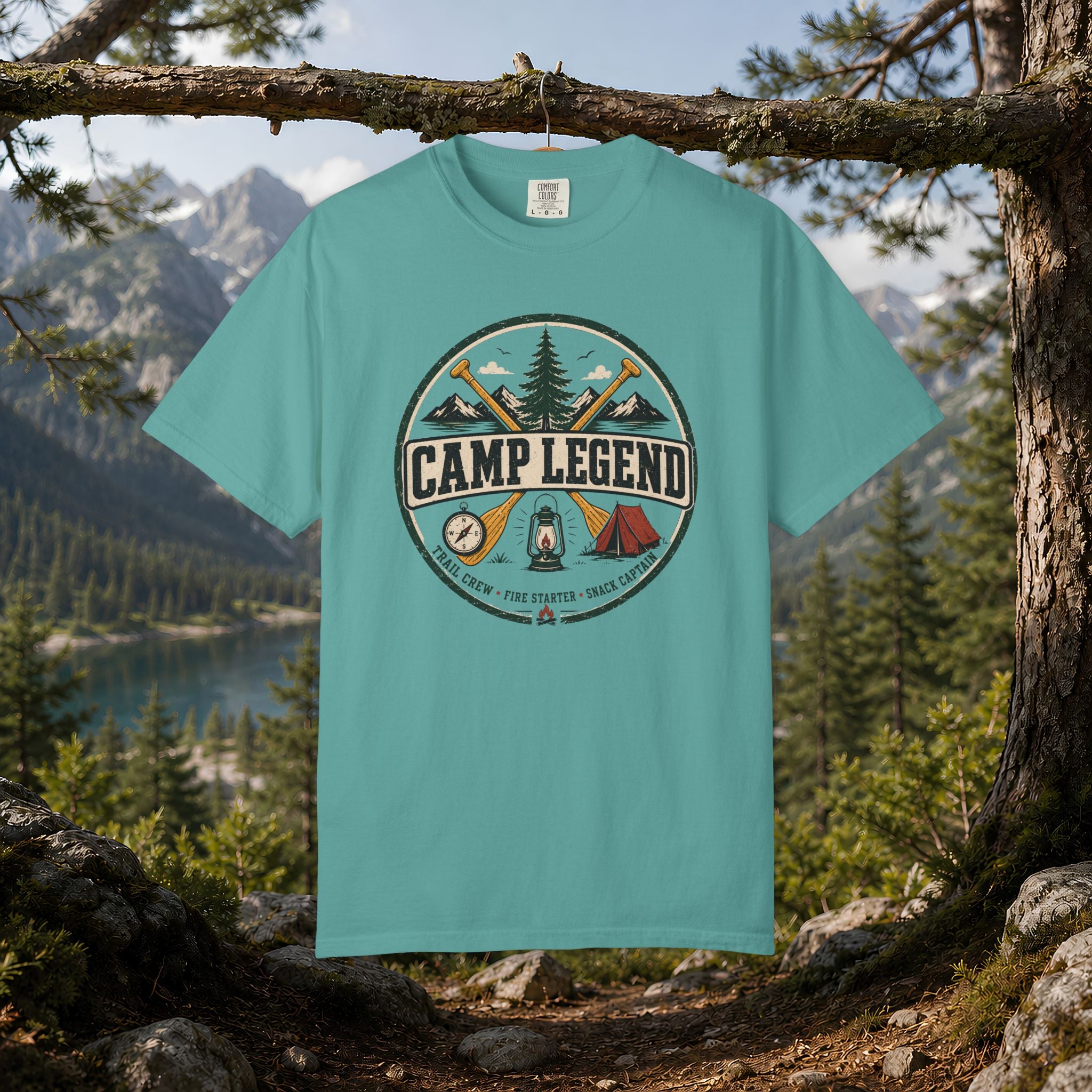 Camp Legend T-Shirt — Vintage Camping Badge Tee