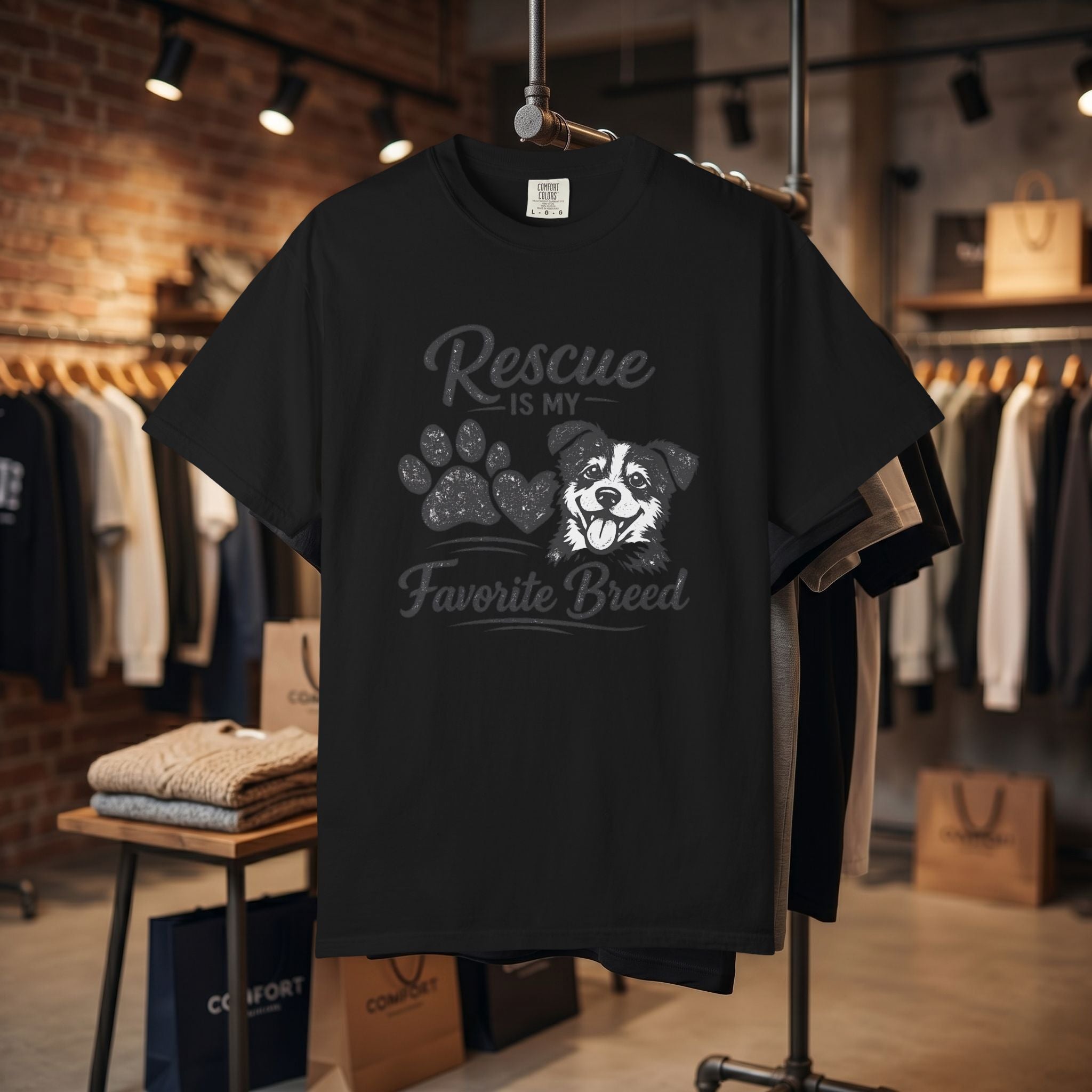 Rescue Is My Favorite Breed T-Shirt — Dog Rescue Paw Print Tee