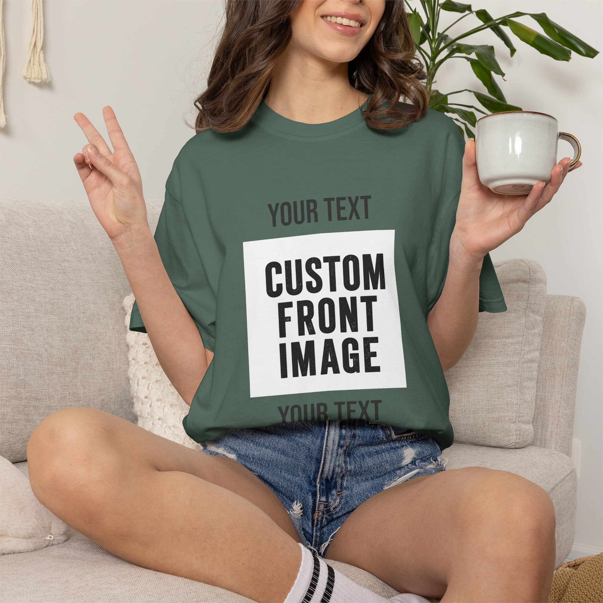 Custom Front Square Print T-Shirt — Personalized Text & Image Tee