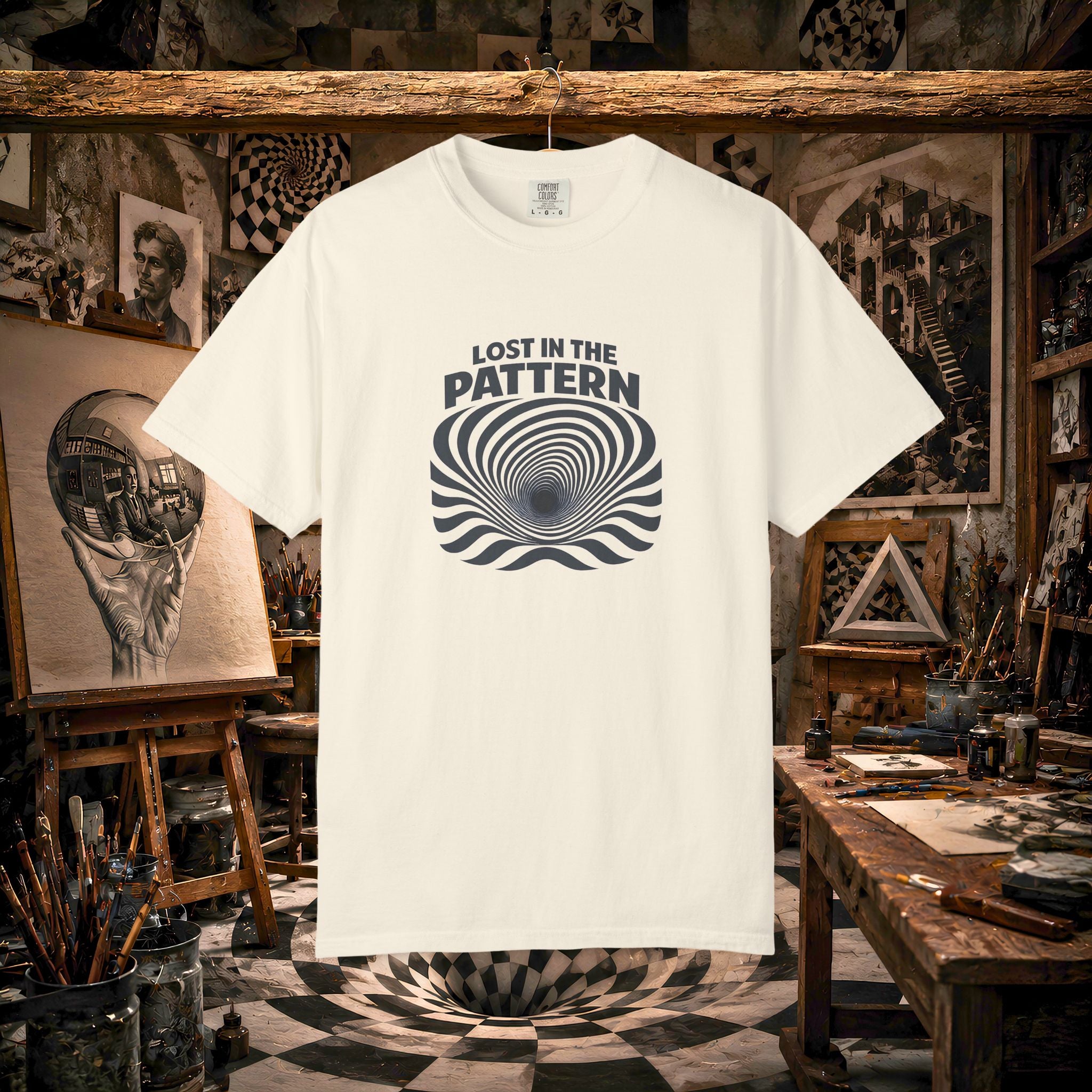 Lost in the Pattern T‑Shirt — Optical Illusion Graphic Tee