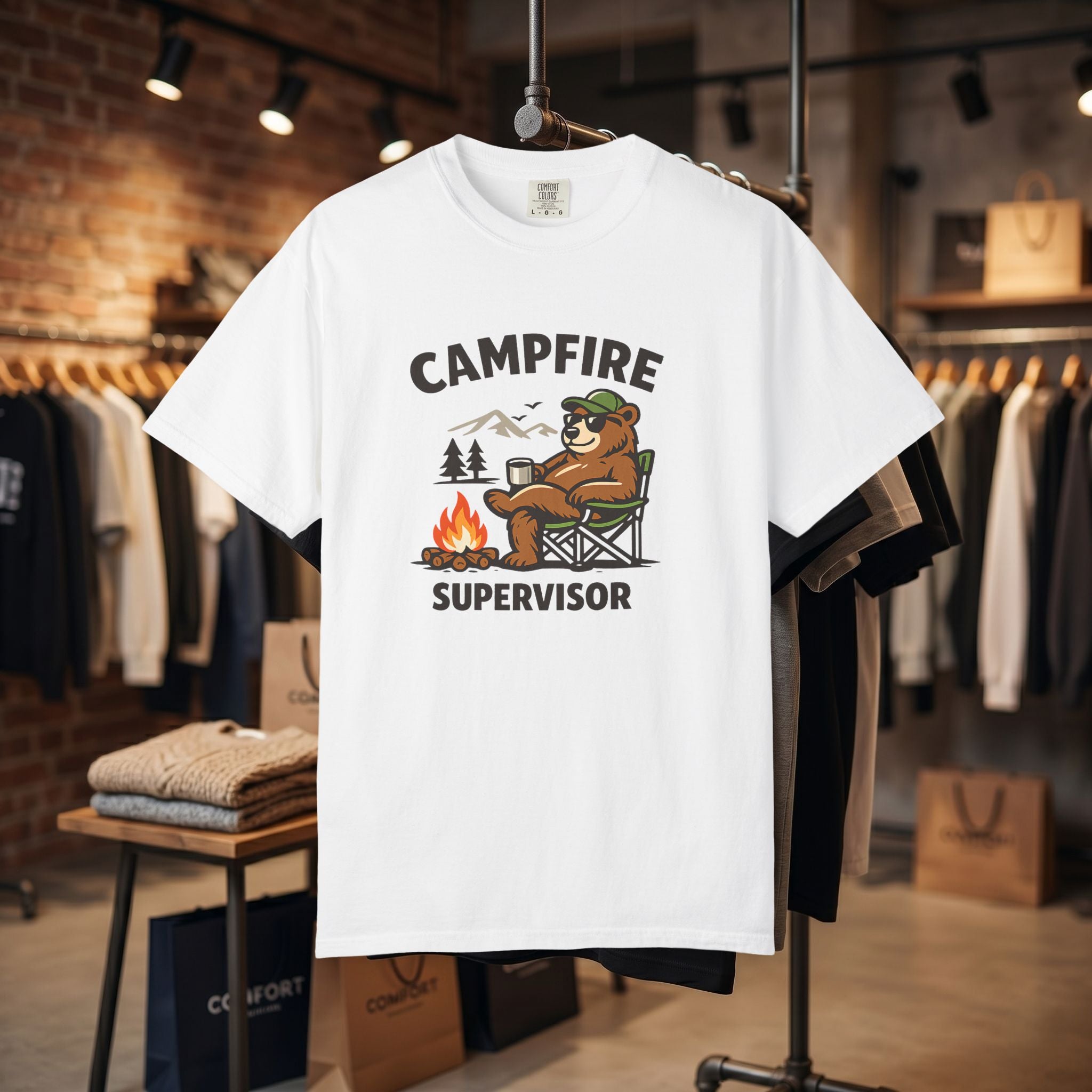 Campfire Supervisor T-Shirt — Funny Bear Camping Tee