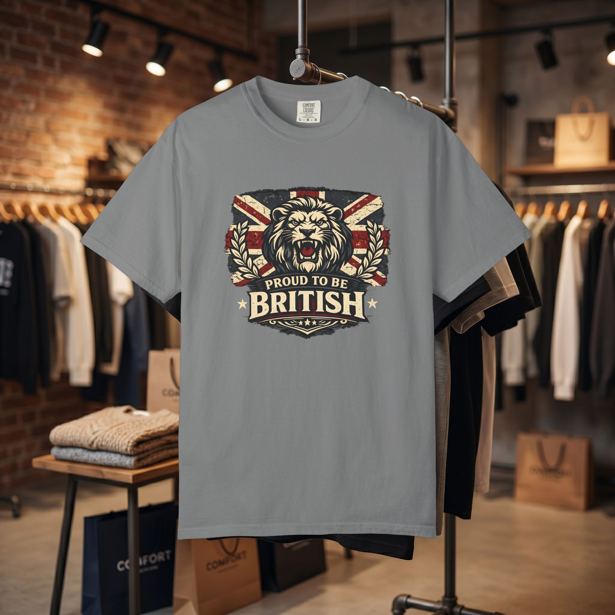 British Lion T-Shirt — "Proud to Be British" Union Jack Graphic Tee
