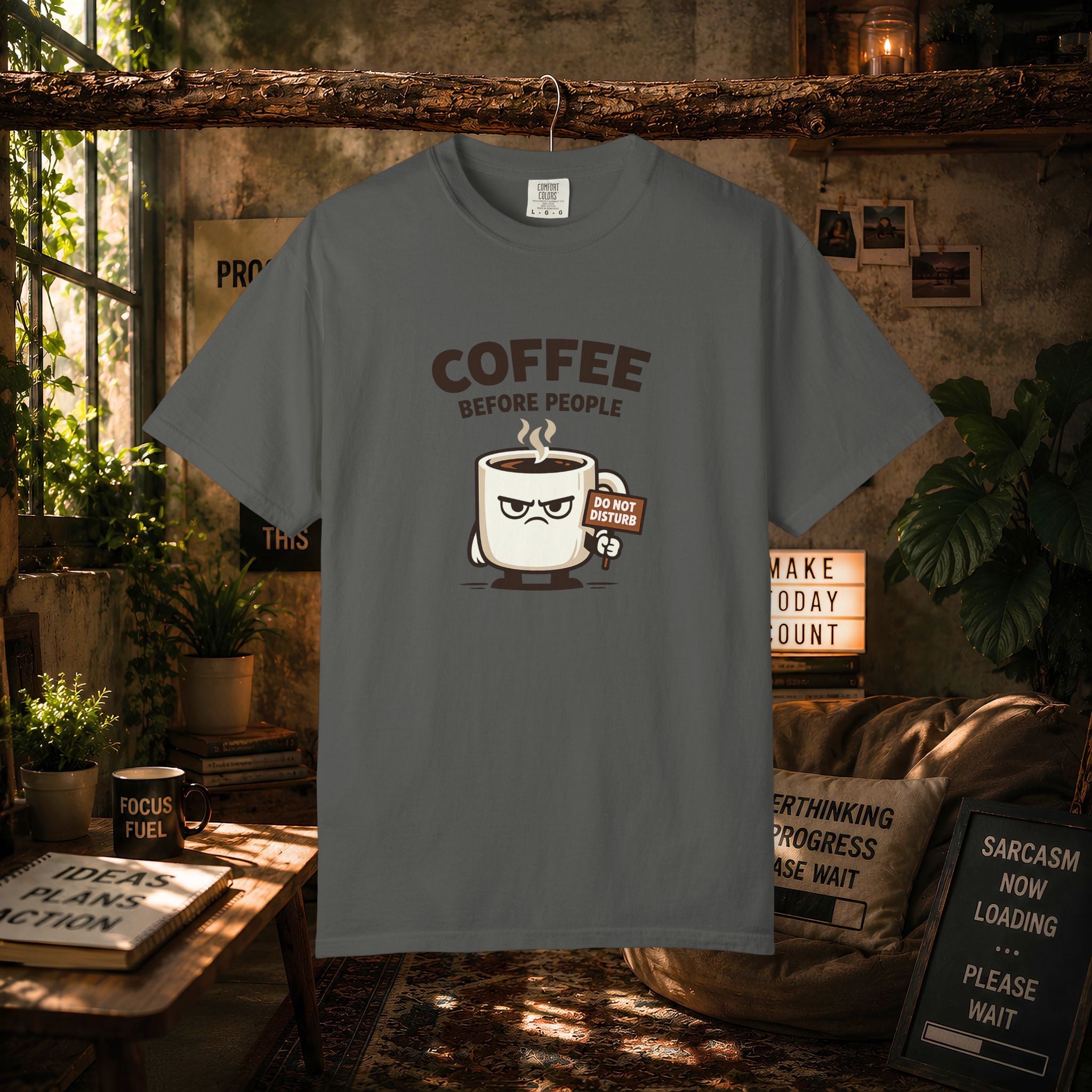 Coffee Before People T‑Shirt — Funny Morning Coffee Graphic Tee