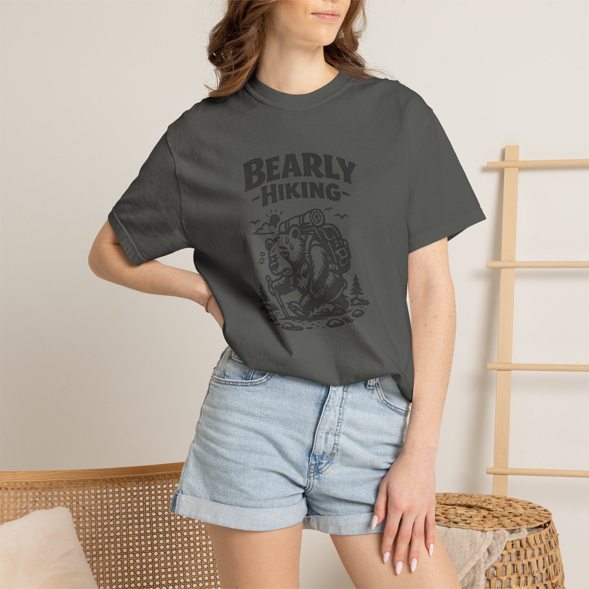 Bearly Hiking T-Shirt — Funny Bear Backpacking Graphic Tee for Hikers & Outdoor Lovers
