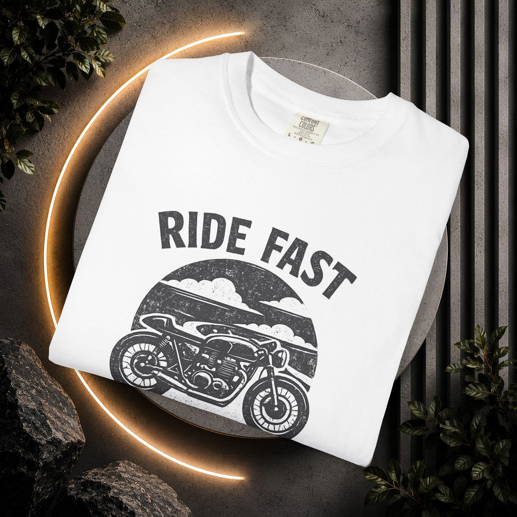 Ride Fast Live Free Motorcycle T-Shirt — Vintage Biker Tee for Riders