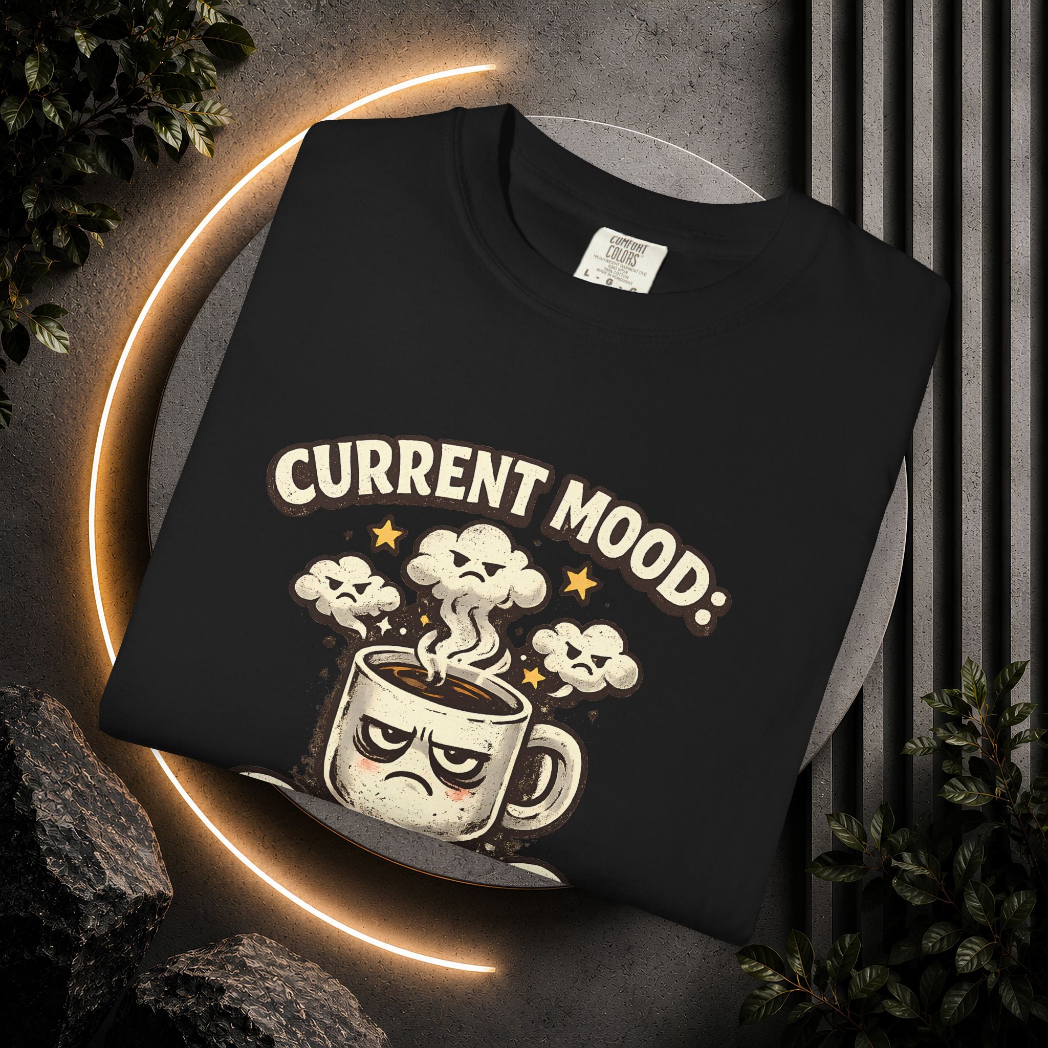 Coffee T-Shirt — "Current Mood: Brewed" Graphic Tee