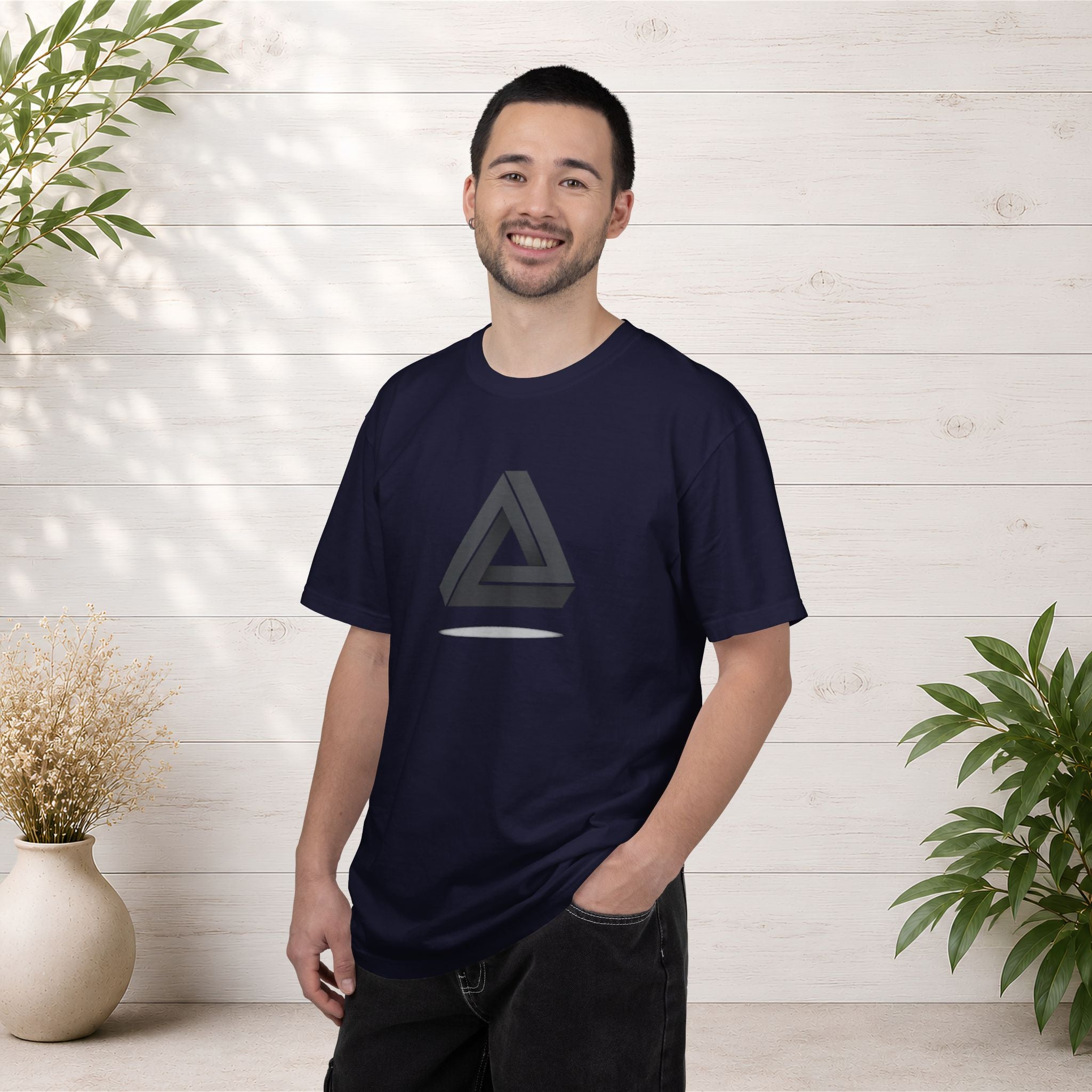 Optical Illusion Triangle T-Shirt — Geometric Penrose Design
