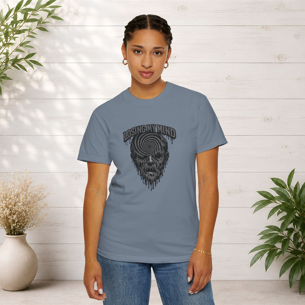 Losing My Mind Skull Tee — Psychedelic Spiral Graphic T-Shirt