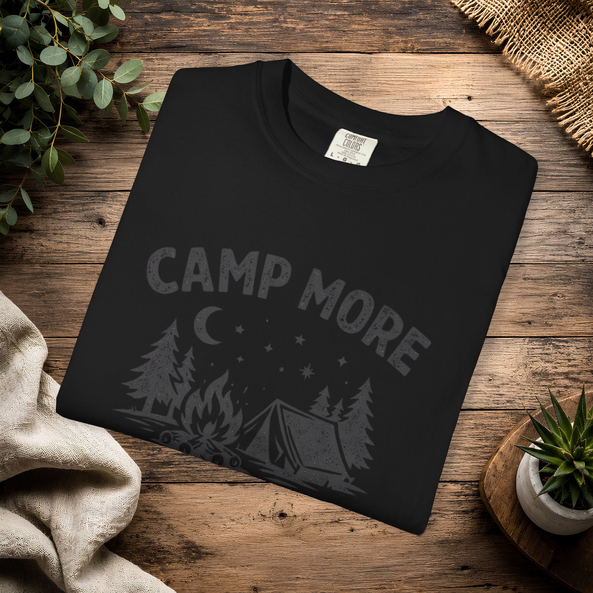 Camp More Worry Less T-Shirt - Camping Enthusiast Tee