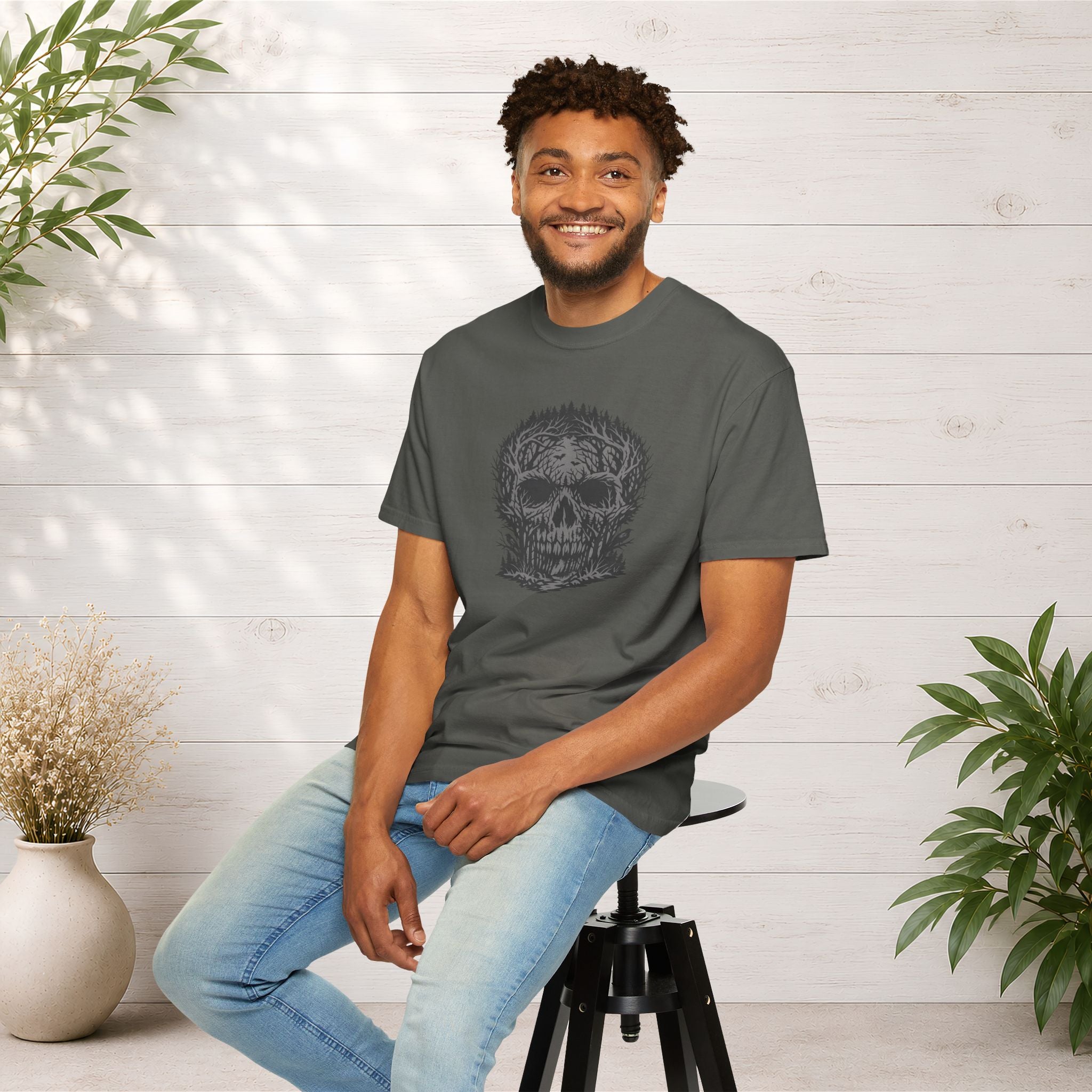 Skull Forest T-Shirt — Grunge Skull Graphic Tee