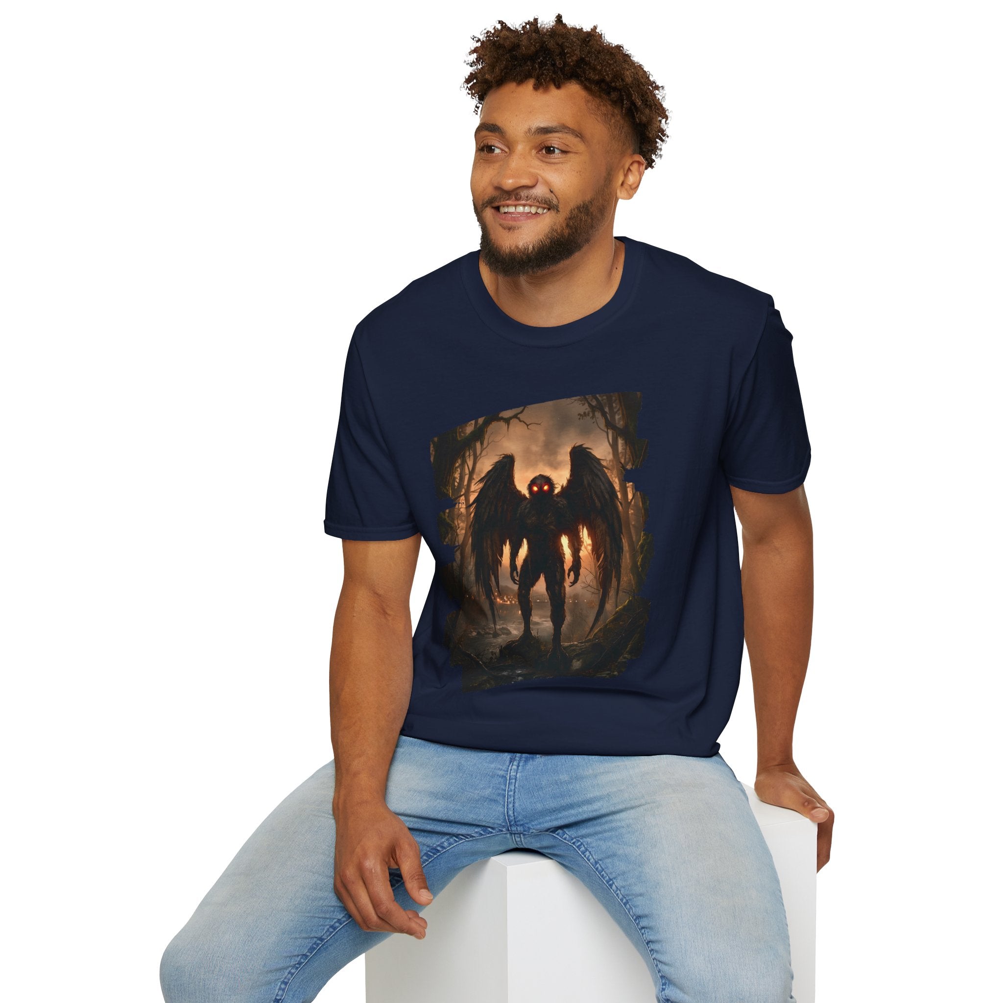 Mothman Cryptid Illustration T-Shirt | Dark Horror Graphic