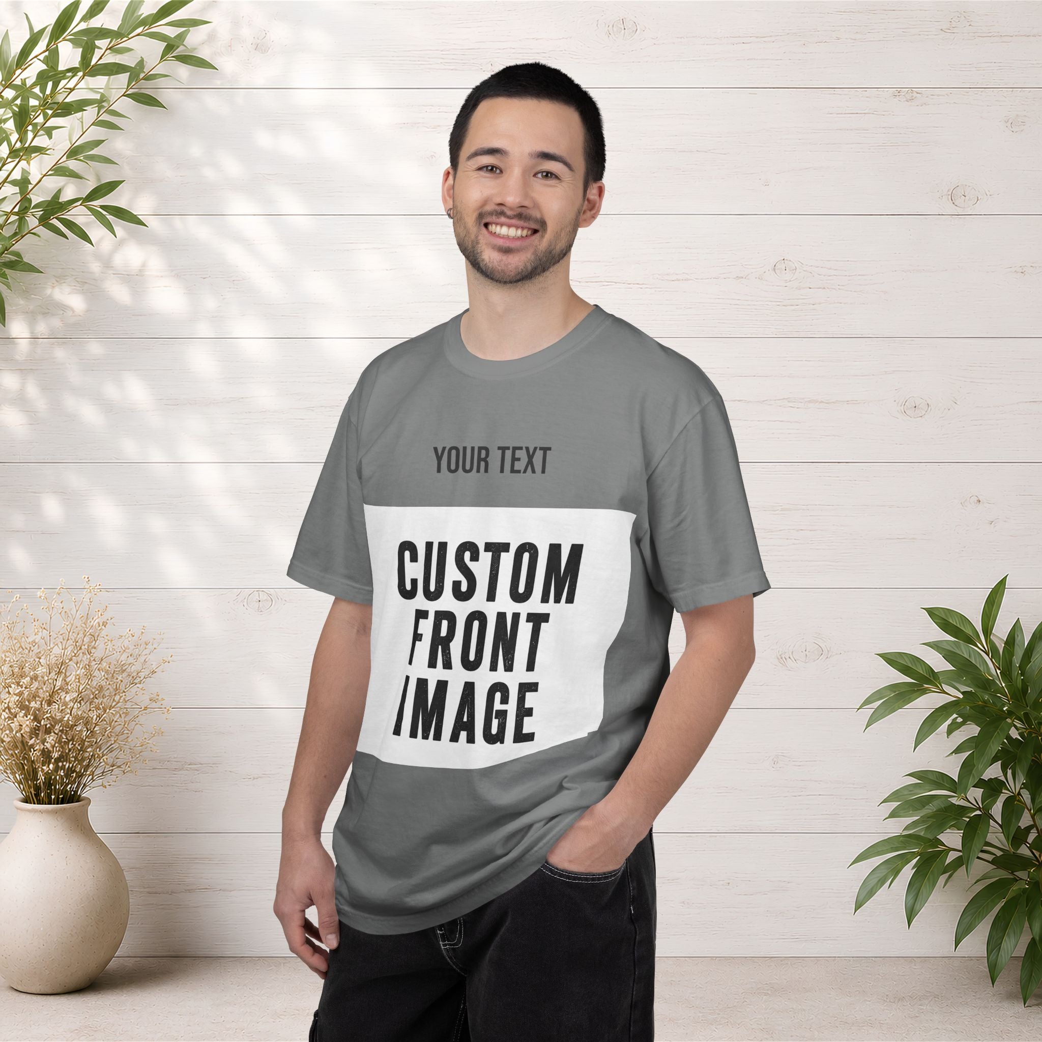 Custom Front Landscape Print T-Shirt — Personalized Text & Image Tee