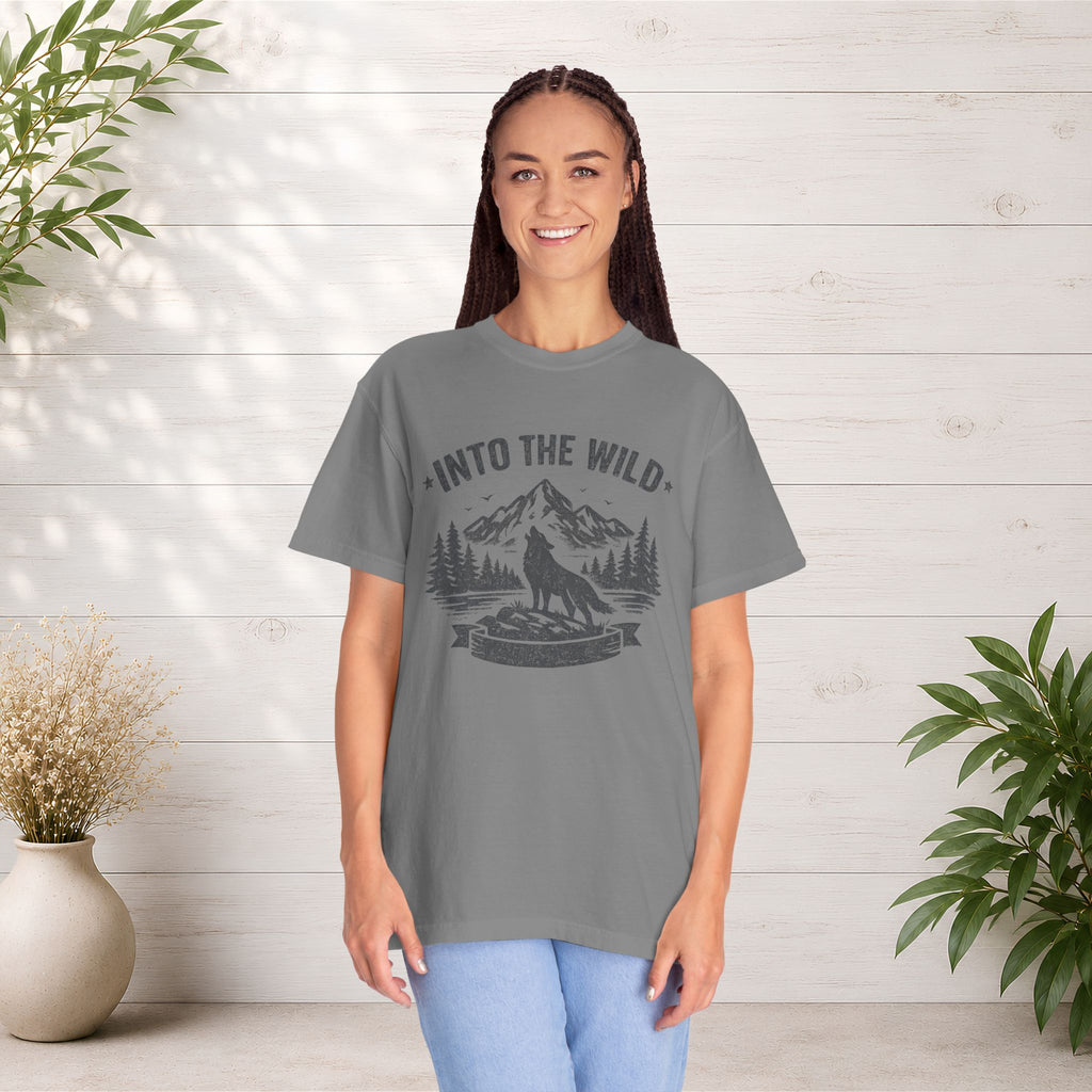 Into the Wild Wolf T-Shirt — Mountain Camping Adventure Tee