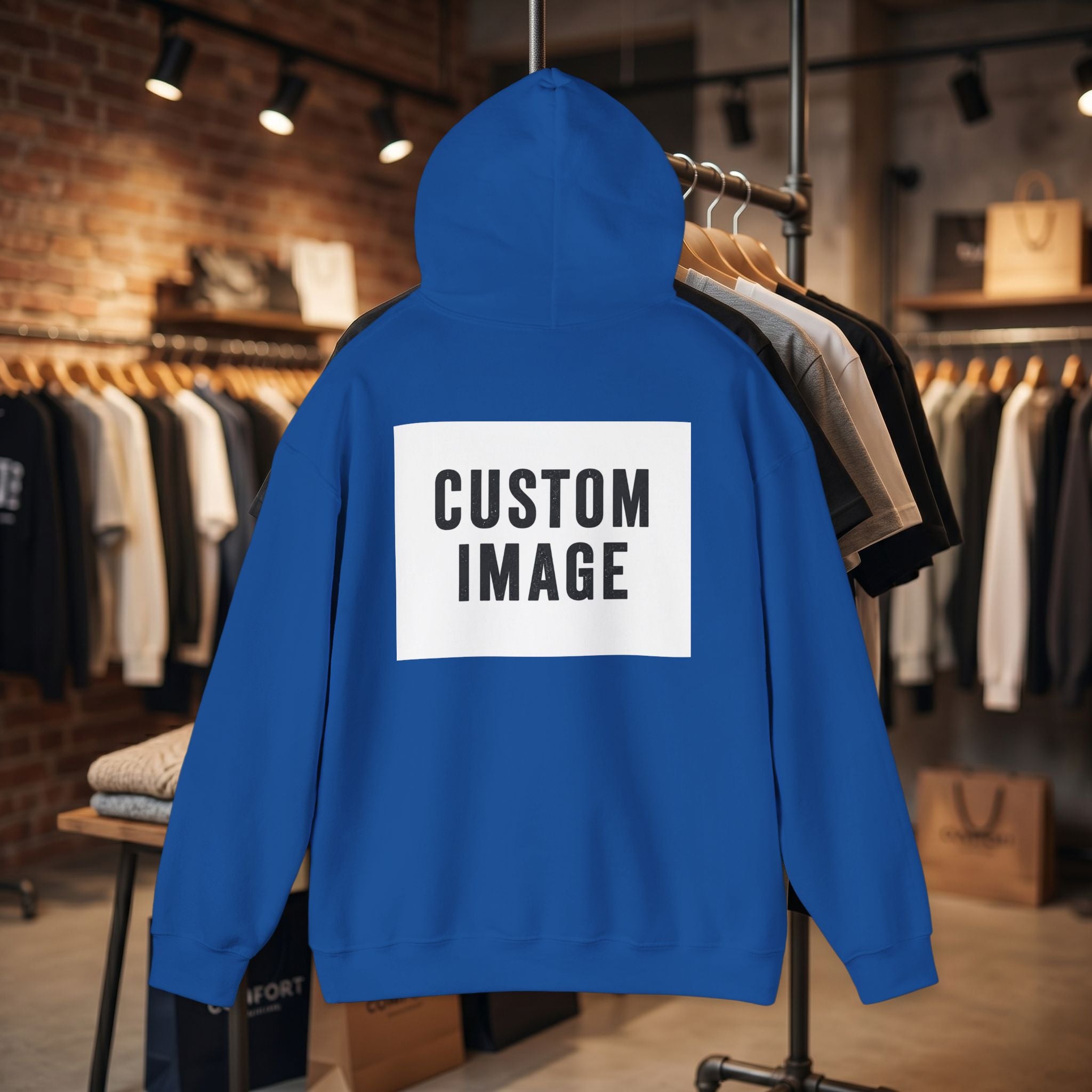 Custom Back Image Hoodie — Personalized White Pullover Hooded Sweatshirt