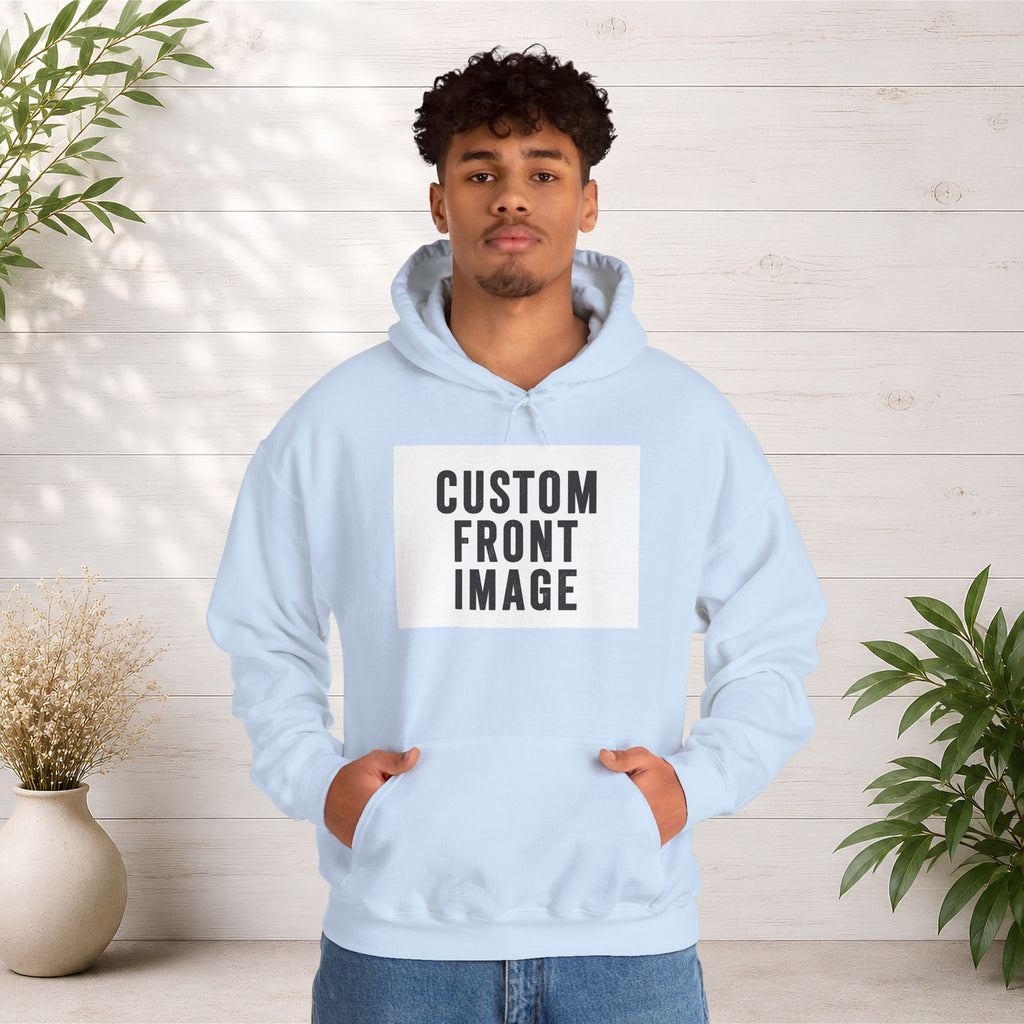 Custom Front Image Hoodie — Personalized White Pullover Hooded Sweatshirt
