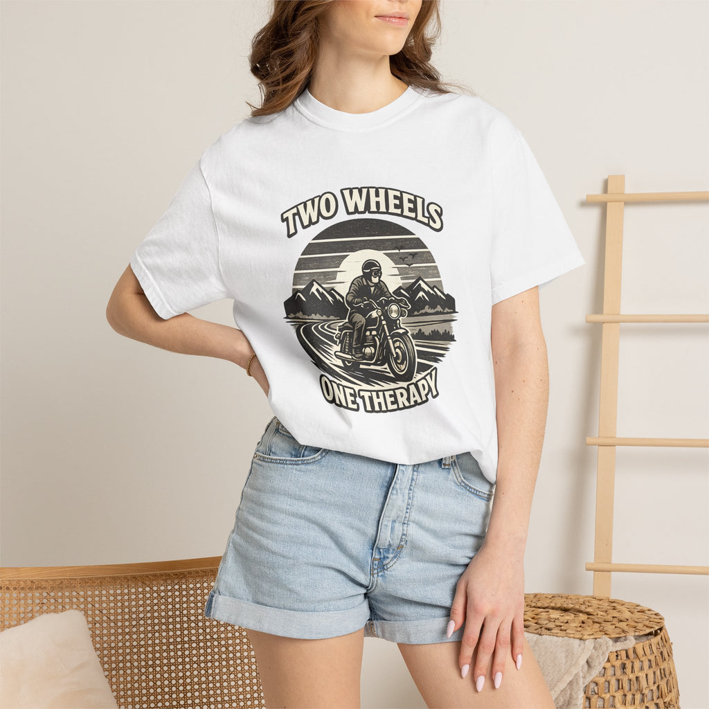 Motorcycle T-Shirt – "Two Wheels One Therapy" Rider Tee