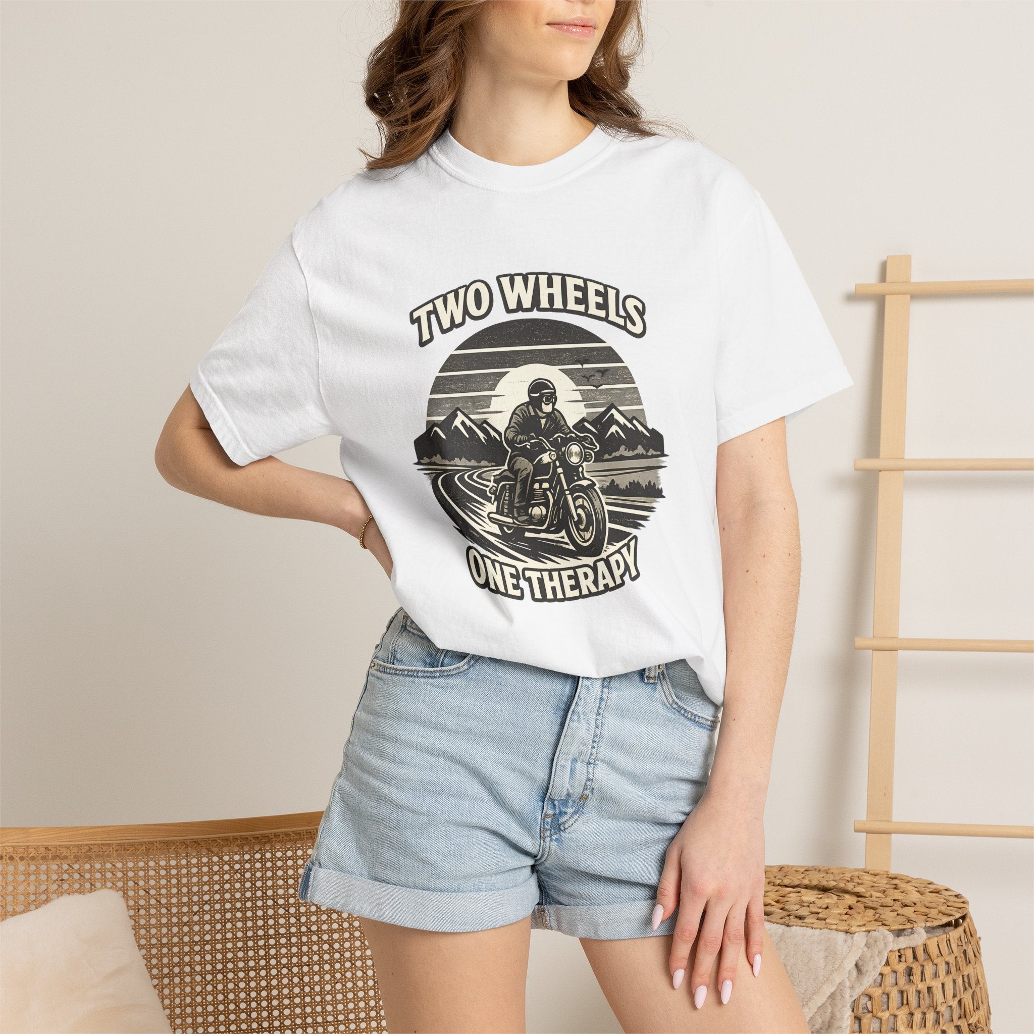 Motorcycle T-Shirt – "Two Wheels One Therapy" Rider Tee