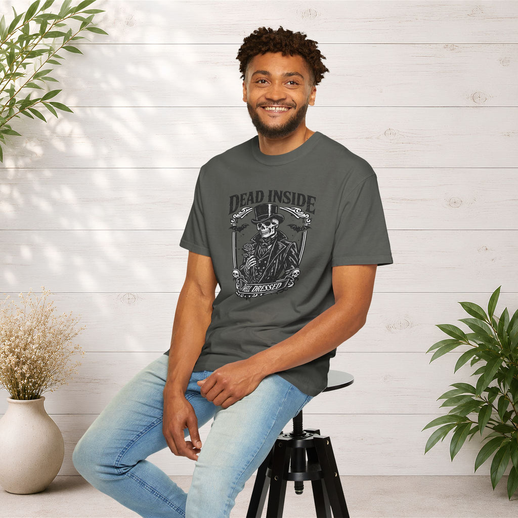 Dead Inside But Well Dressed T-Shirt — Gothic Skeleton Vintage Graphic Tee