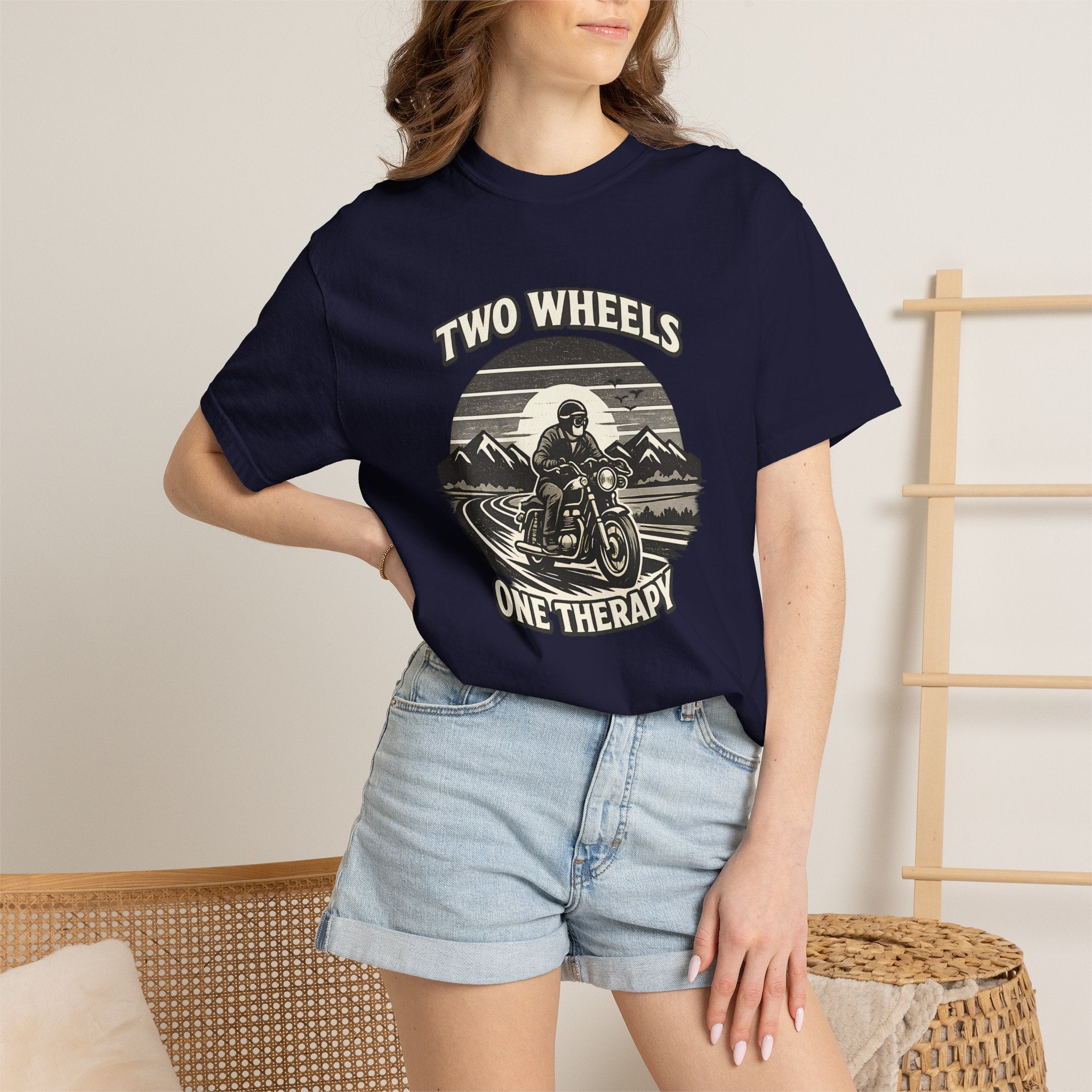Motorcycle T-Shirt – "Two Wheels One Therapy" Rider Tee