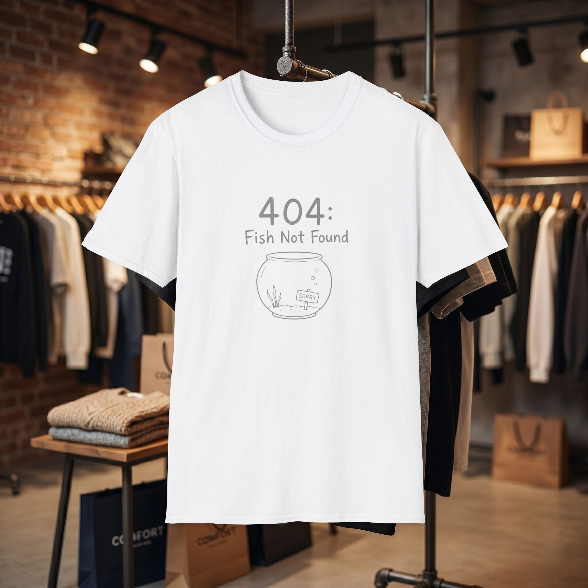 404 Fish Not Found T-Shirt | Funny Fish Bowl Graphic Tee