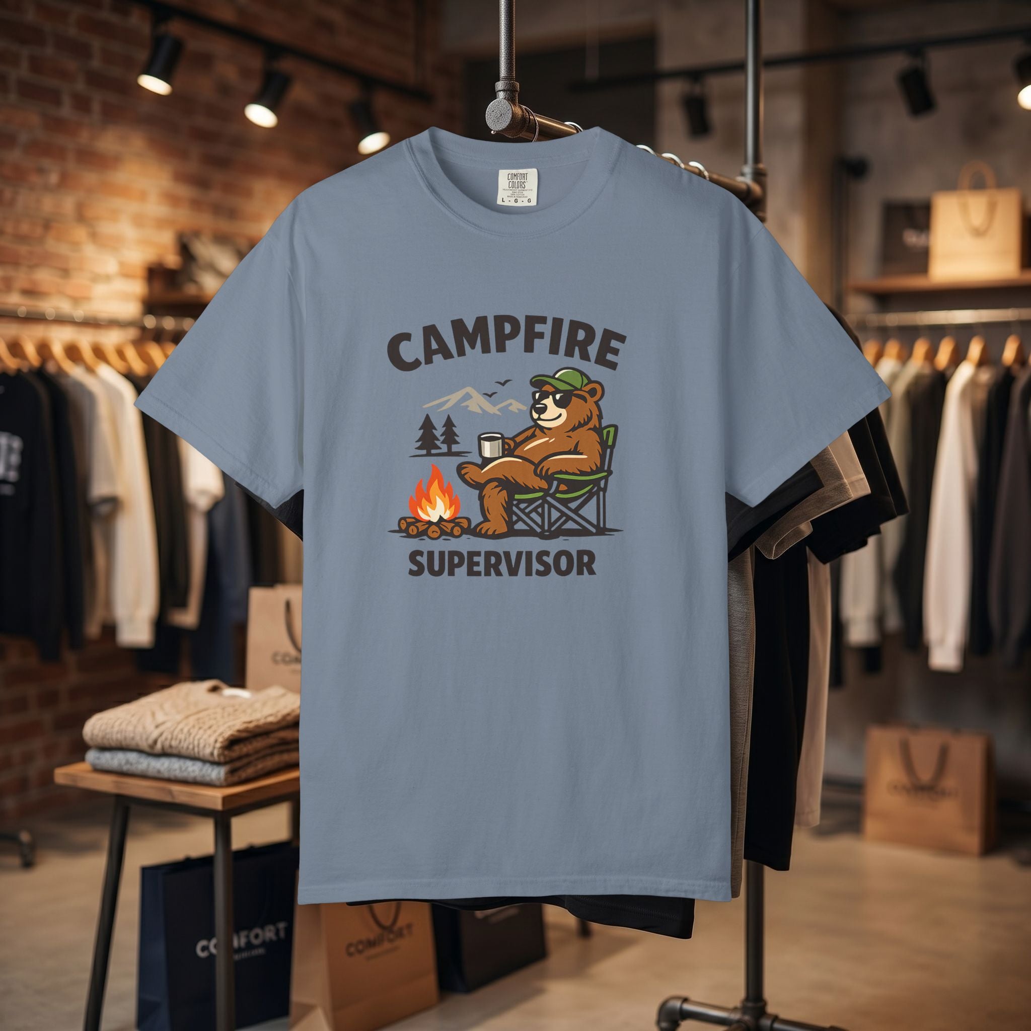 Campfire Supervisor T-Shirt — Funny Bear Camping Tee