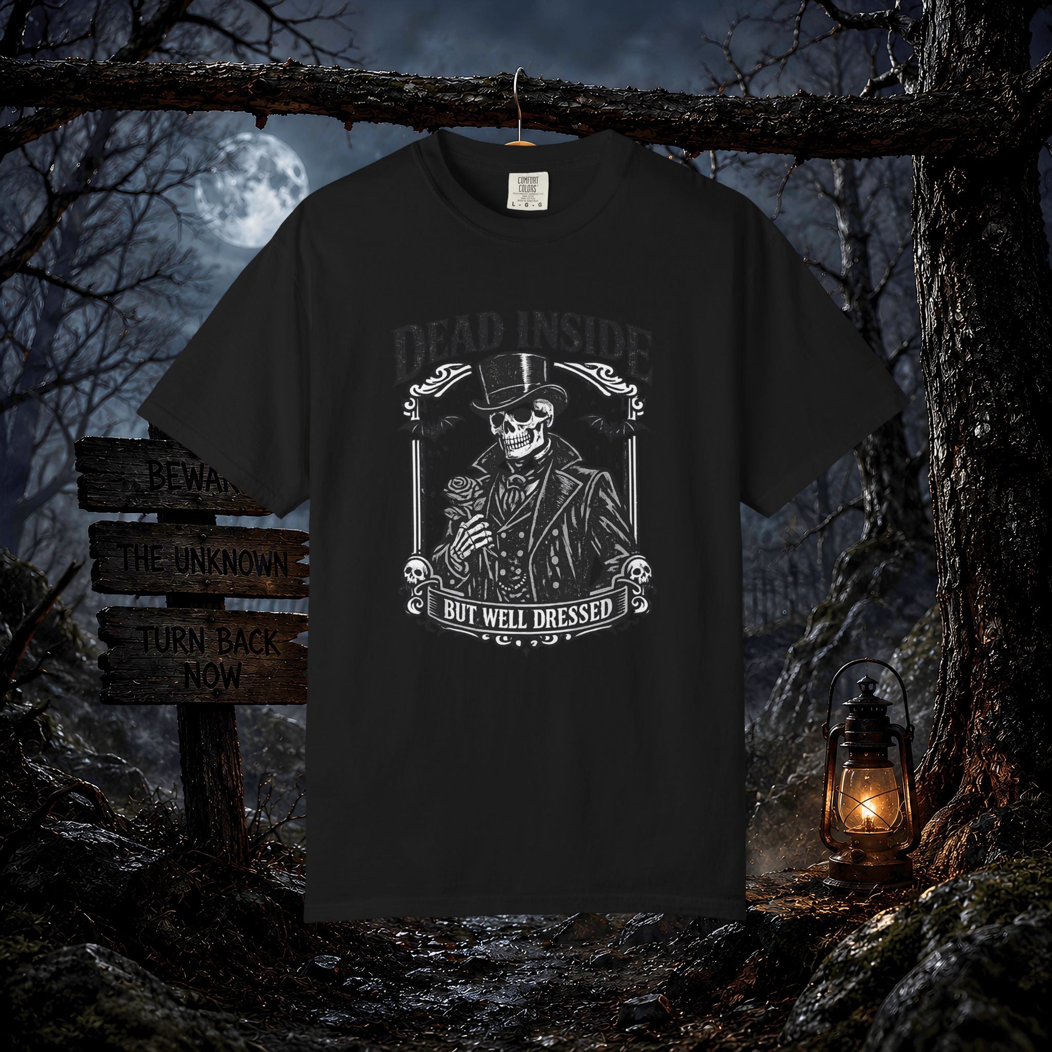 Dead Inside But Well Dressed T-Shirt — Gothic Skeleton Vintage Graphic Tee