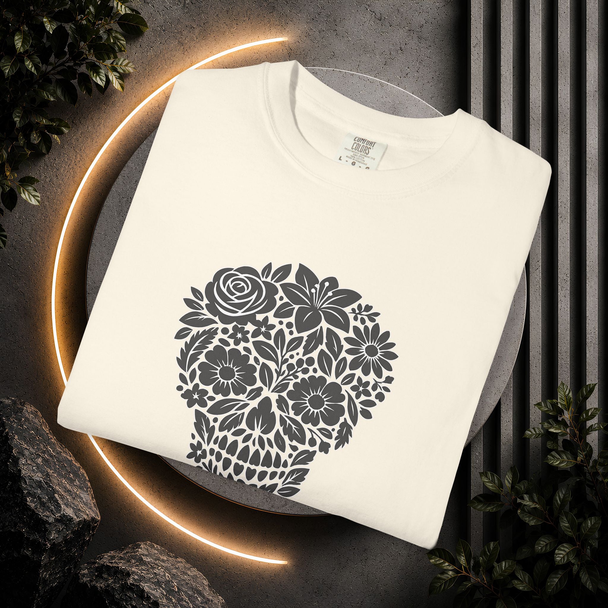 Floral Sugar Skull T-Shirt — Day of the Dead Floral Skull Tee