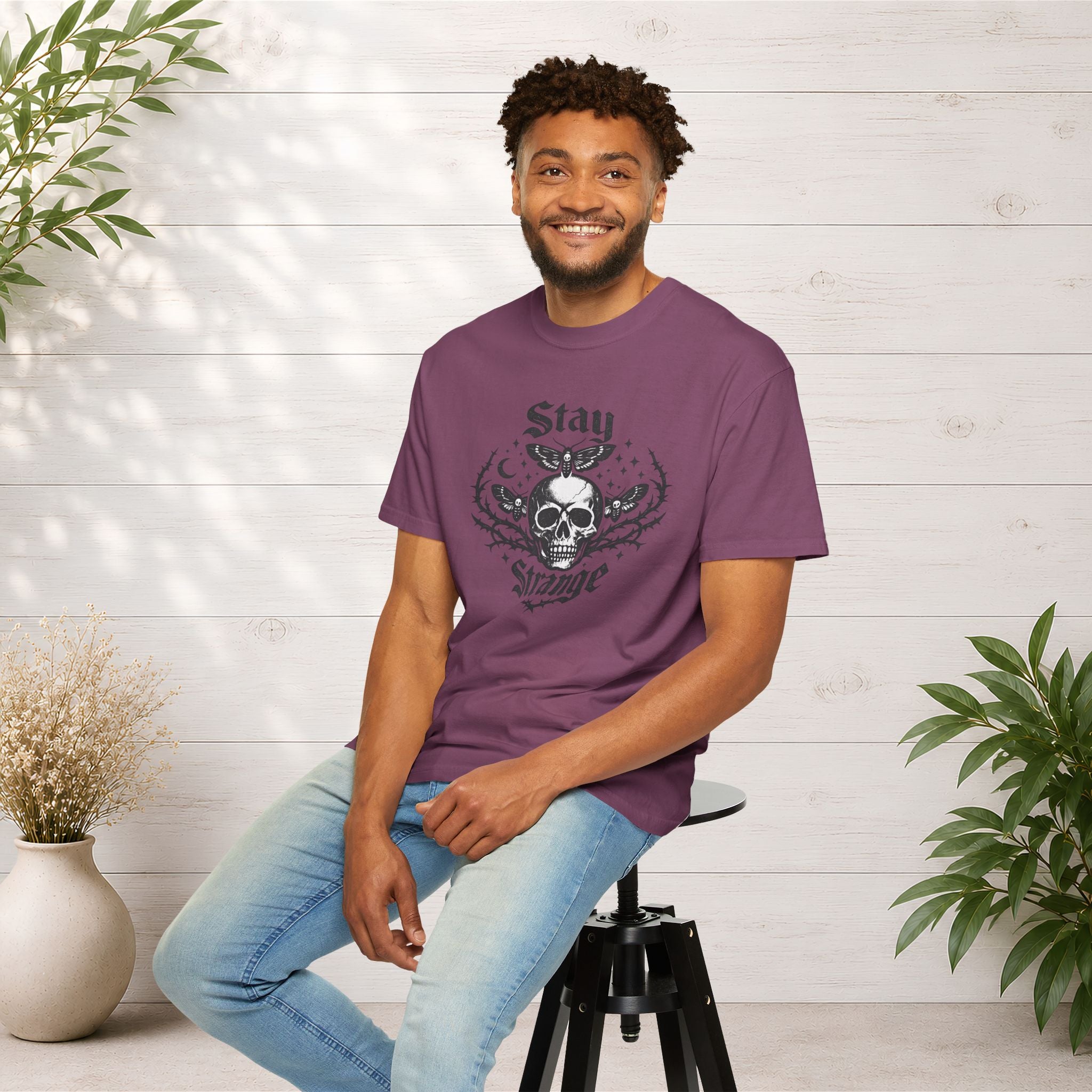 Stay Strange Skull T-Shirt — Gothic Skull Graphic Tee