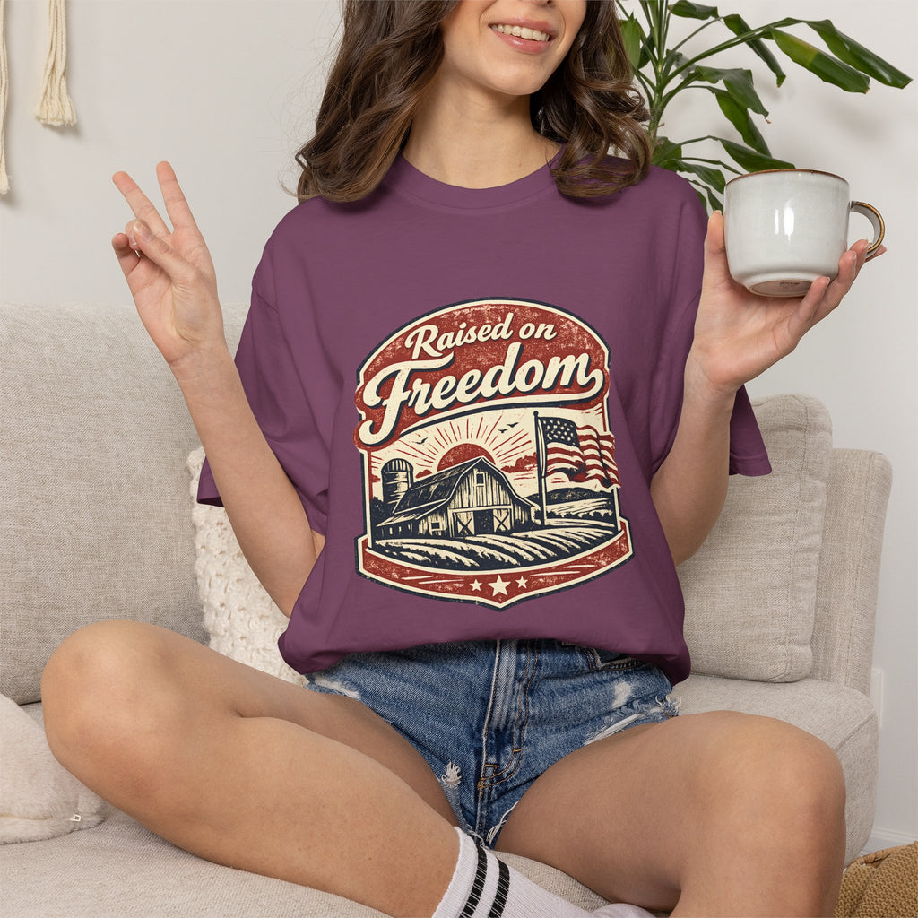 Raised on Freedom T-Shirt — Vintage American Flag Graphic Tee