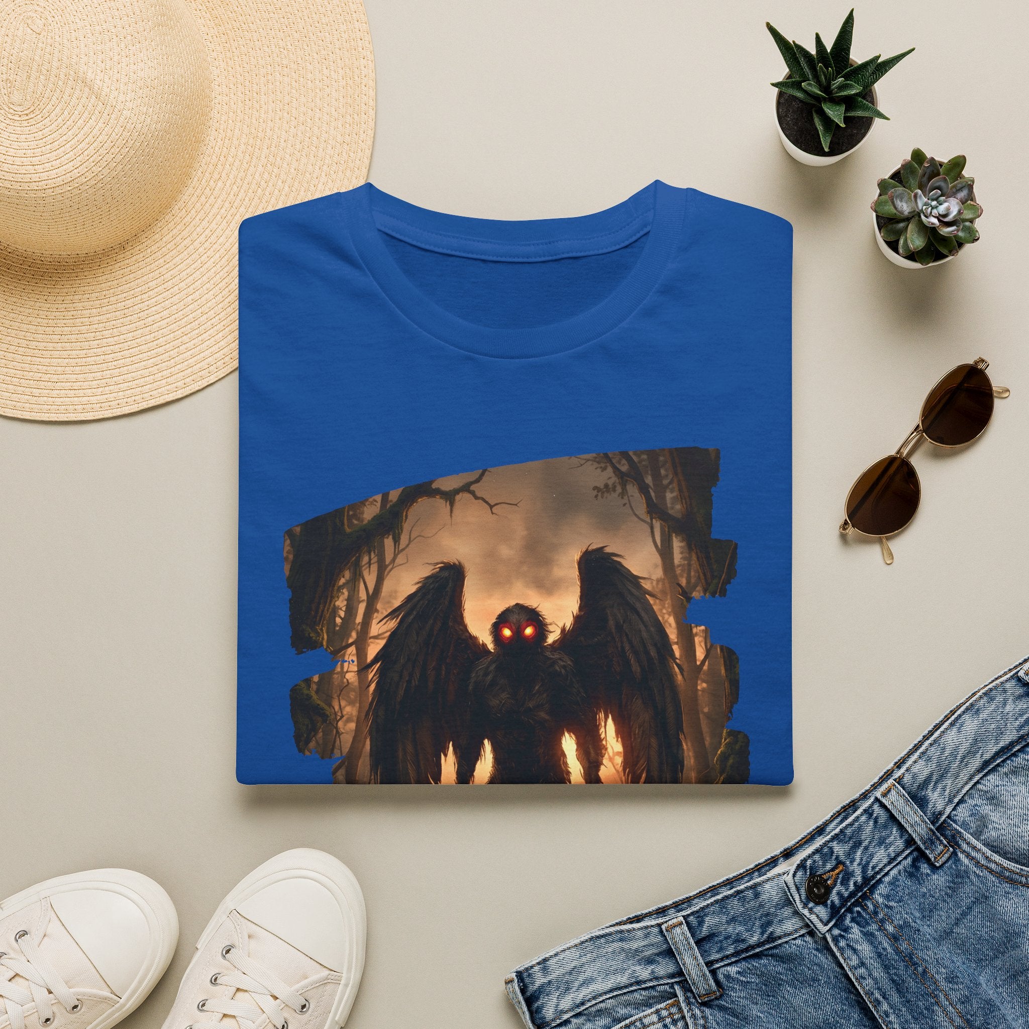 Mothman Cryptid Illustration T-Shirt | Dark Horror Graphic