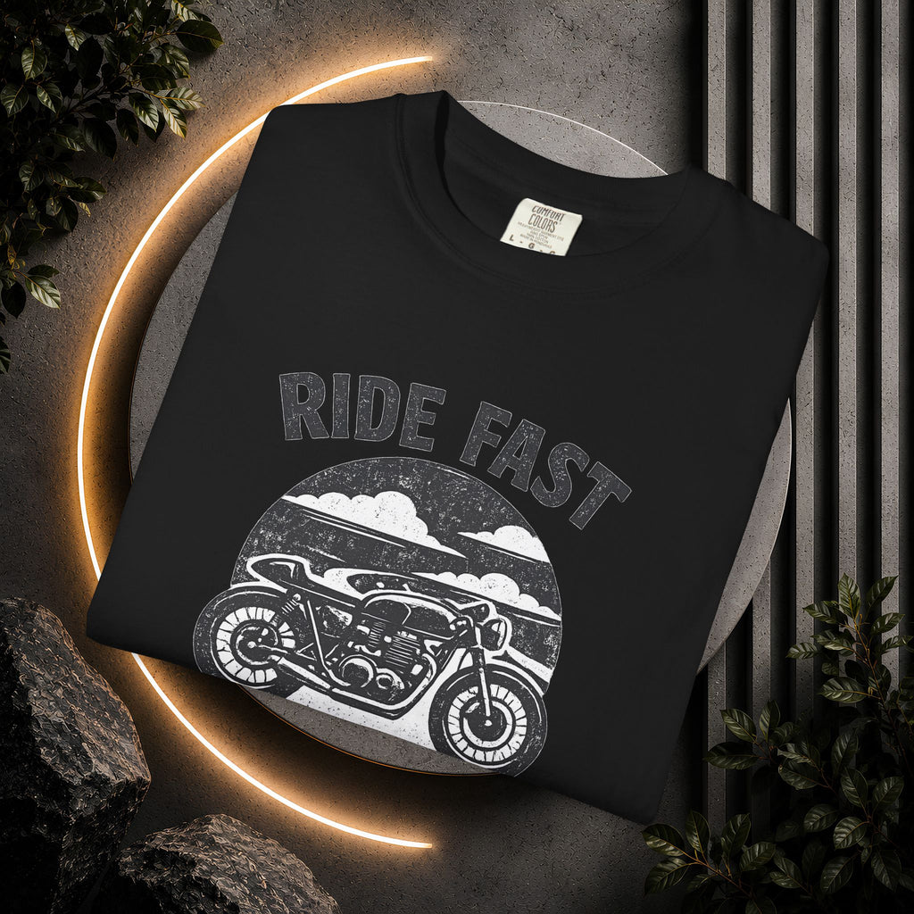 Ride Fast Live Free Motorcycle T-Shirt — Vintage Biker Tee for Riders