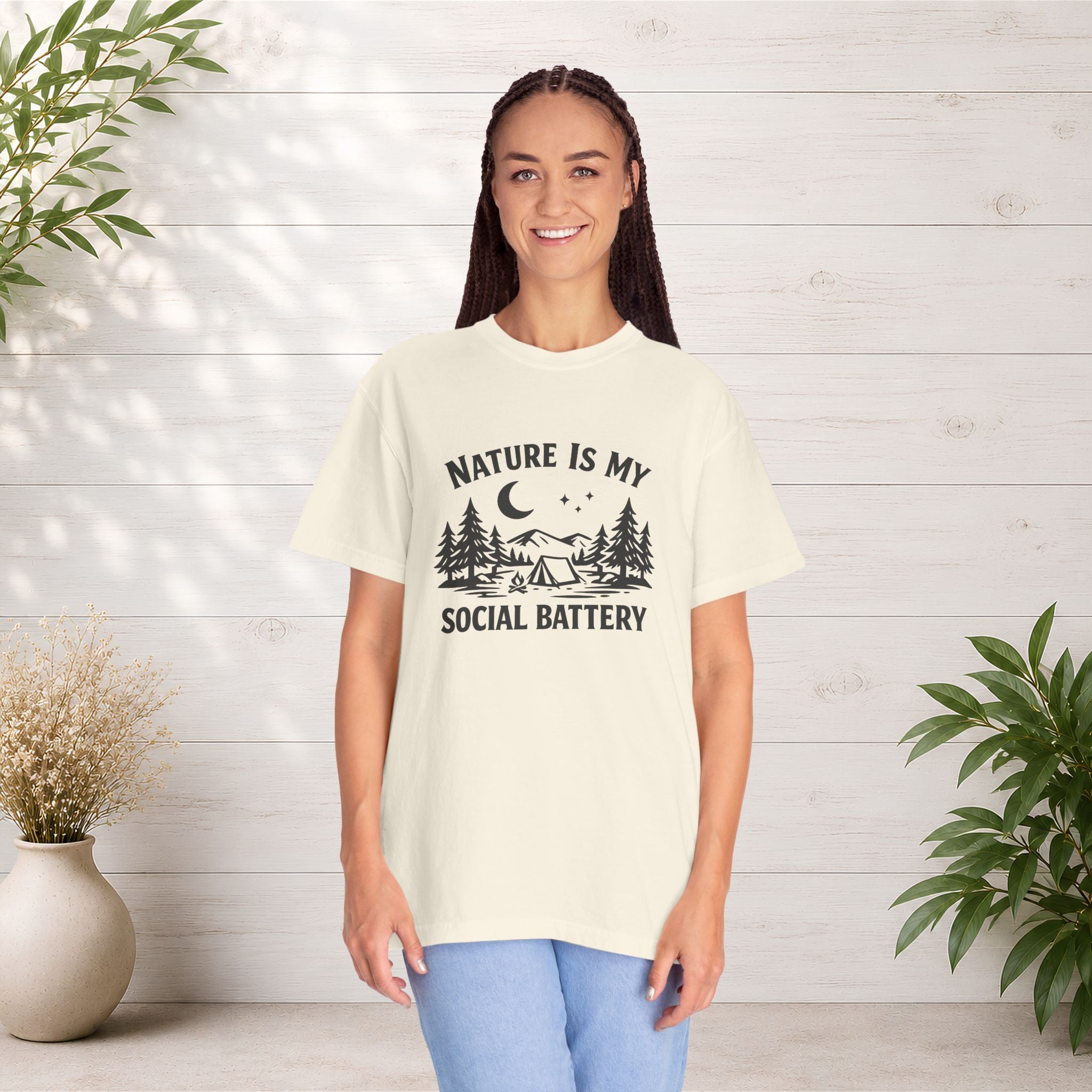 Nature Is My Social Battery T-Shirt — Outdoor Enthusiast Graphic Tee