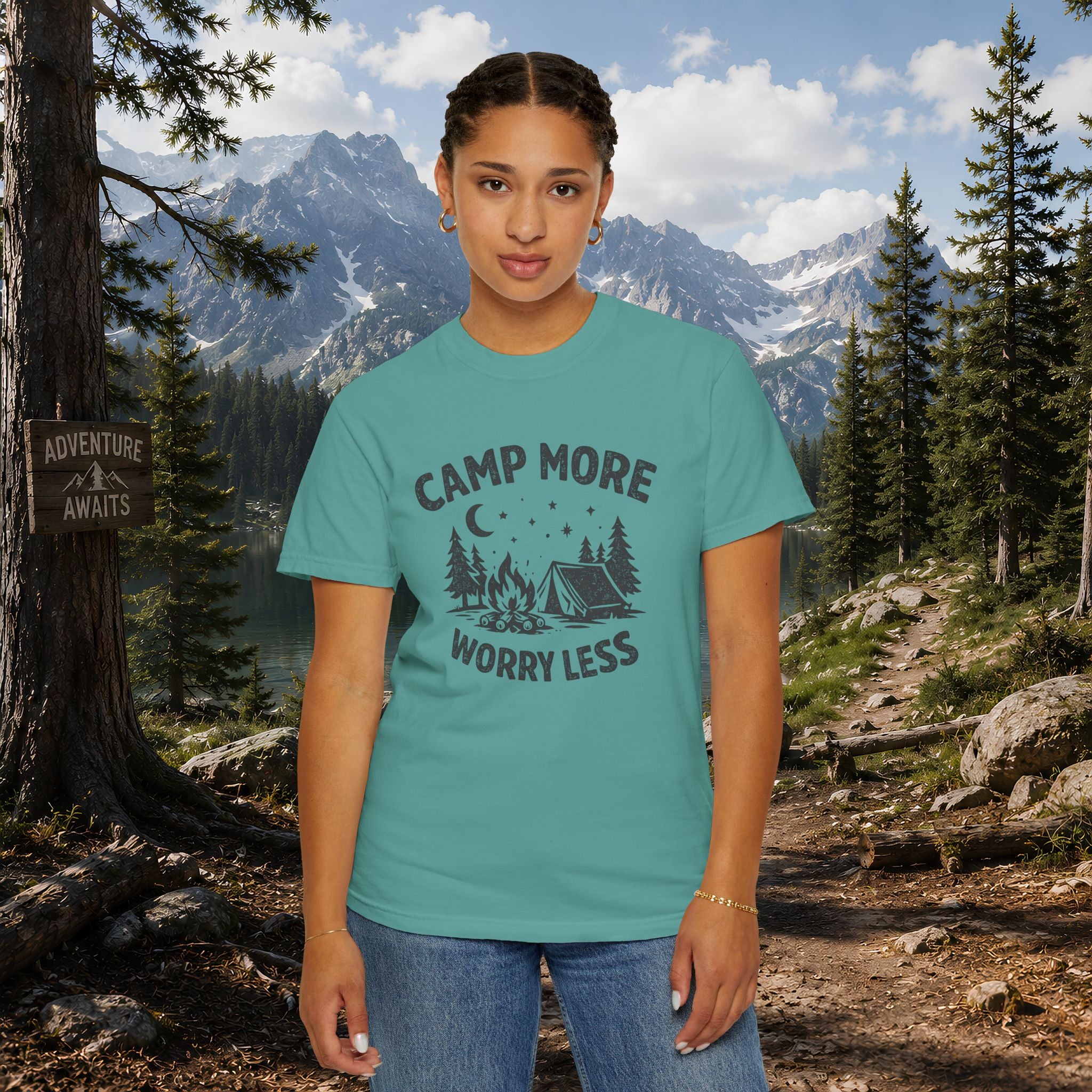 Camp More Worry Less T-Shirt - Camping Enthusiast Tee