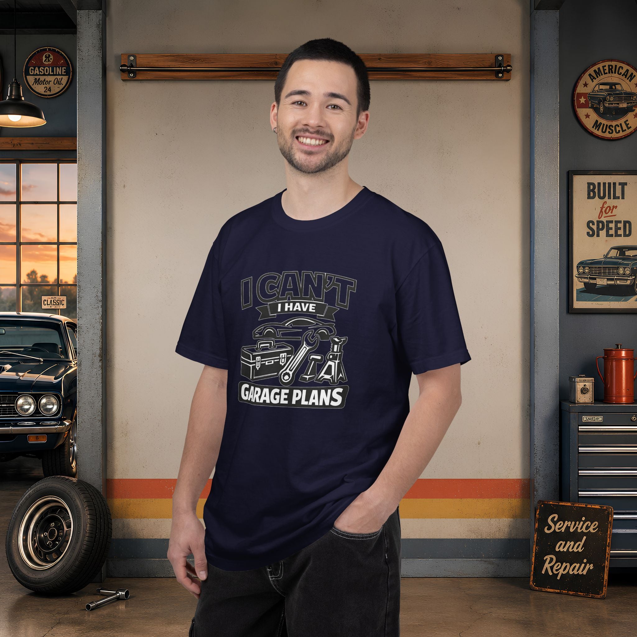 Garage Plans T-Shirt — "I Can't I Have Garage Plans" Mechanics Gift Tee